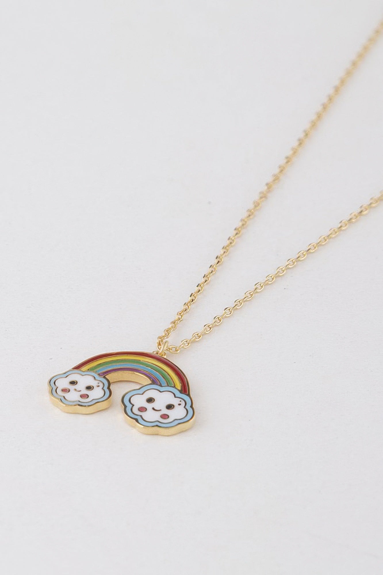 Gold Rainbow and Cloud Pendant Necklace Secondary image