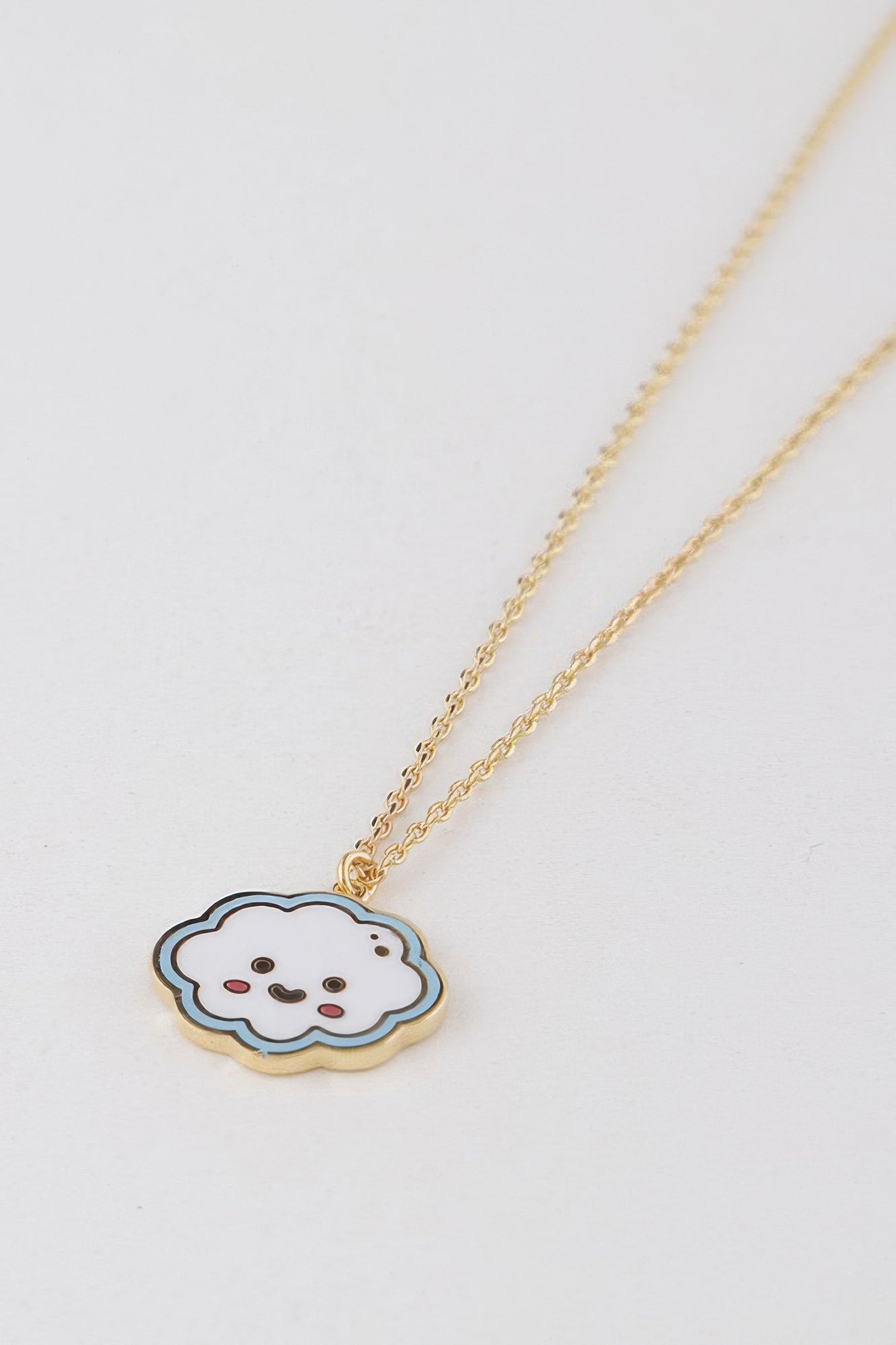 Gold Smiling Cloud Pendant Necklace Secondary image