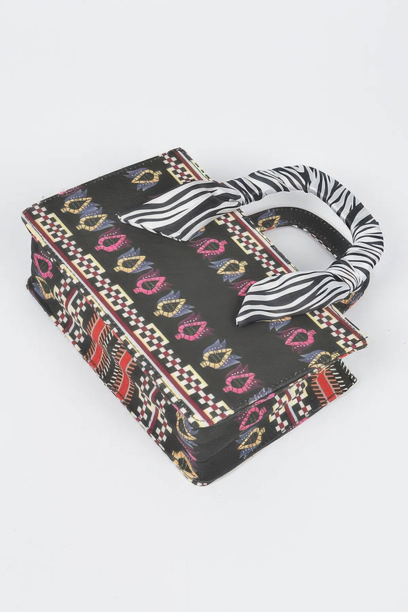 Patterned Mini Tote With Scarf Handle Secondary image