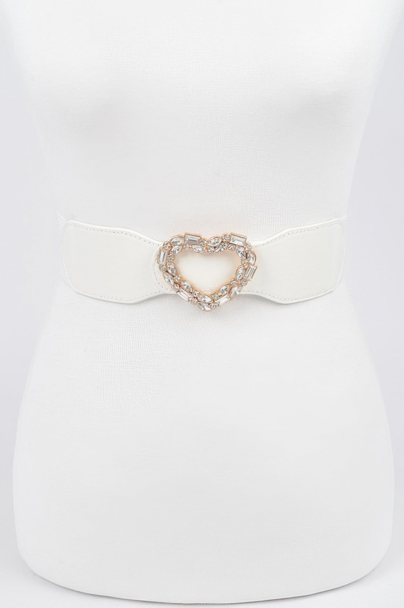 Elastic Belt with Rhinestone Heart Buckle Secondary image