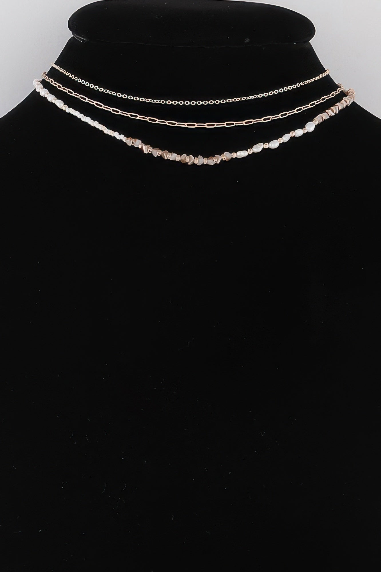 Layered Bead and Chain Choker Necklace Secondary image
