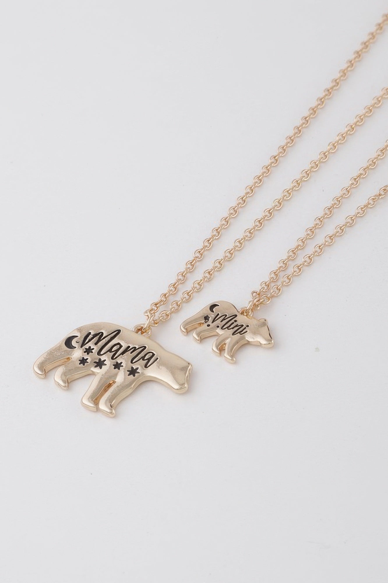 Gold Mini and Mama Bear Pendant Necklace Set Secondary image