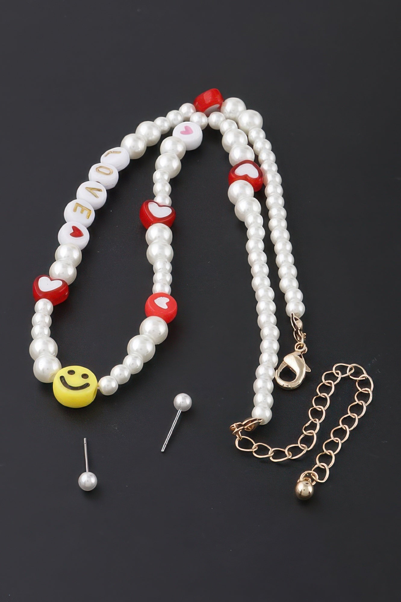 Beaded Smiley Love Charm Necklace Secondary image