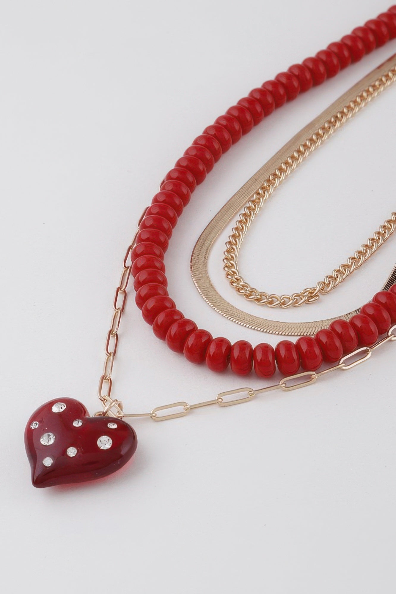 Jeweled Heart Pendant Layered Necklace Secondary image