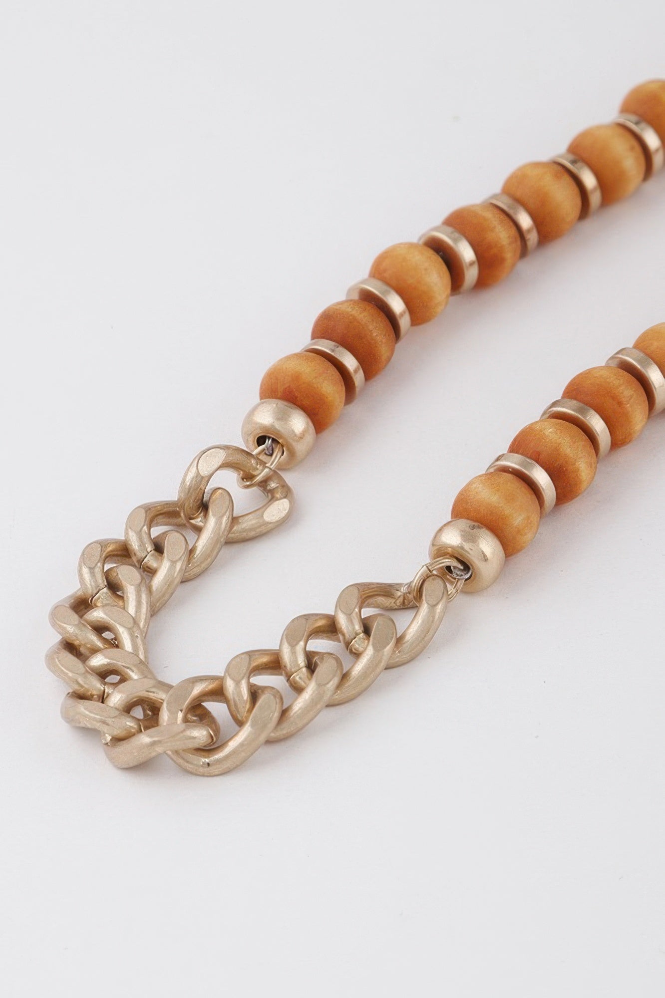 Brown Beaded Necklace with Silver-Tone Chain Detail Secondary image