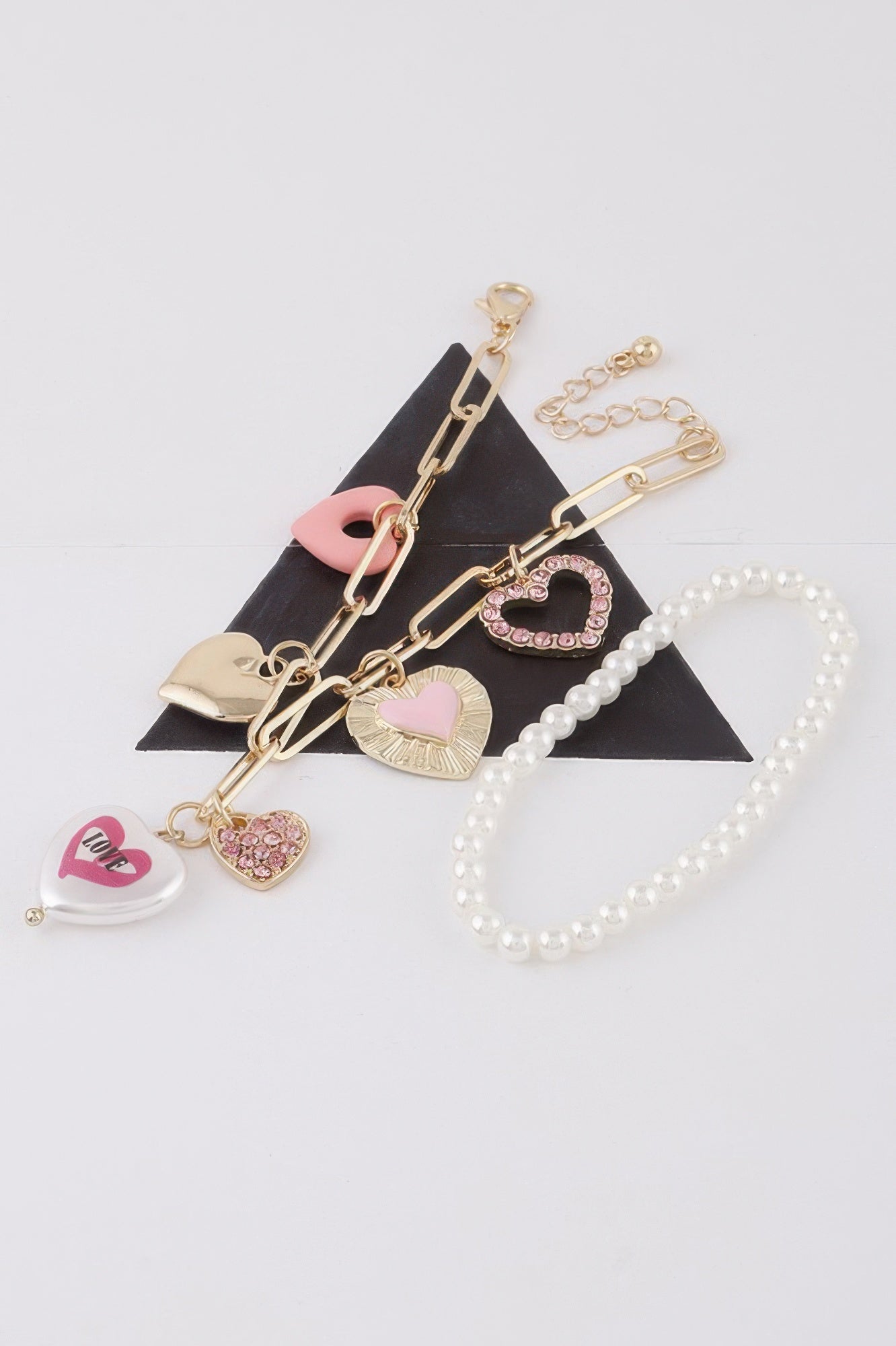 Heart Charm Bracelet with Multiple Pendant Accents Secondary image