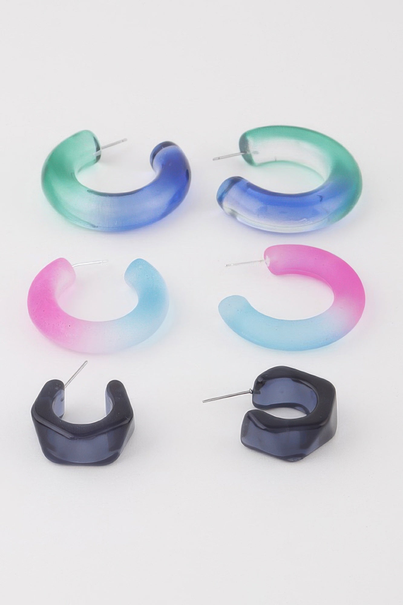 Two-Tone Hoop Earrings Set with Multicolor Options Secondary image