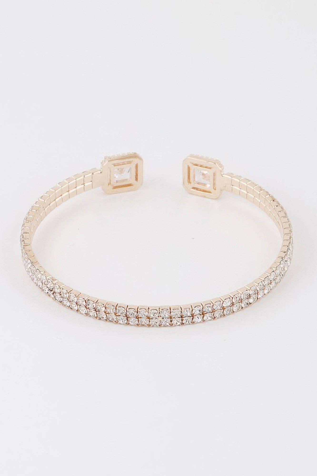 Clear Jeweled Accent Open Cuff Bracelet Secondary image