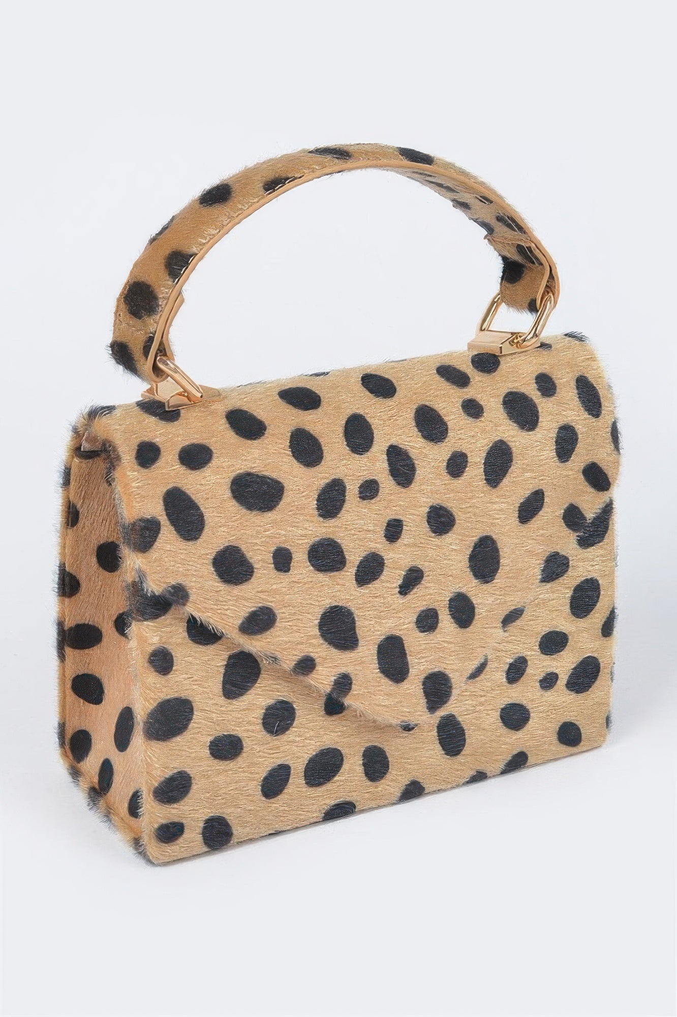Faux Fur Leopard Top Handle Clutch Bag Secondary image