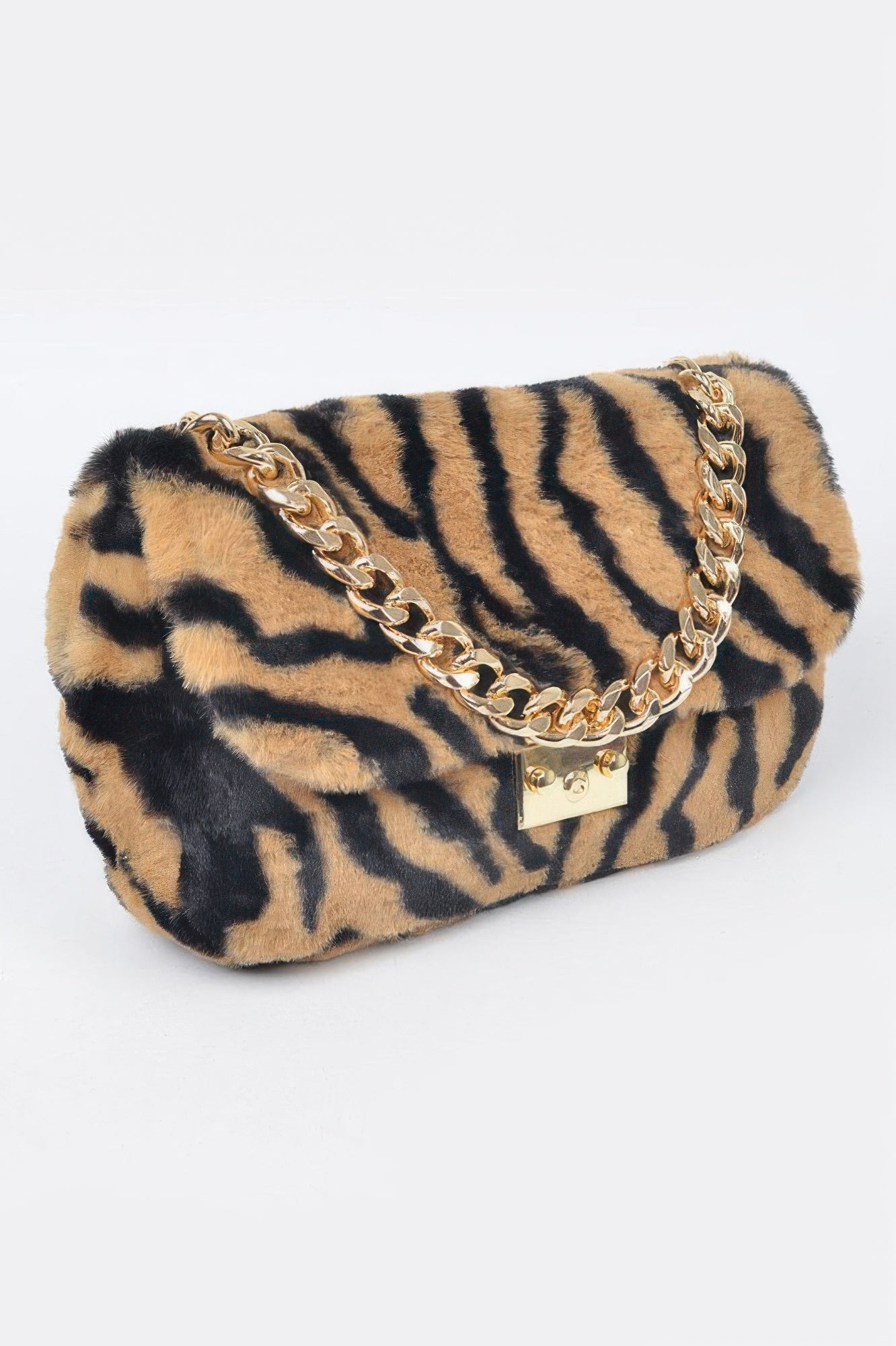Zebra Faux Fur Chain Shoulder Bag Secondary image