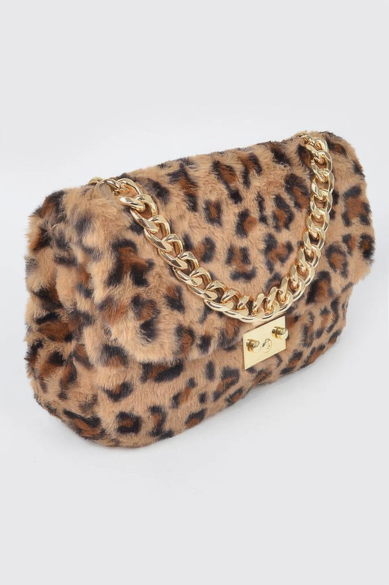 Leopard Print Faux Fur Chain Shoulder Bag Secondary image
