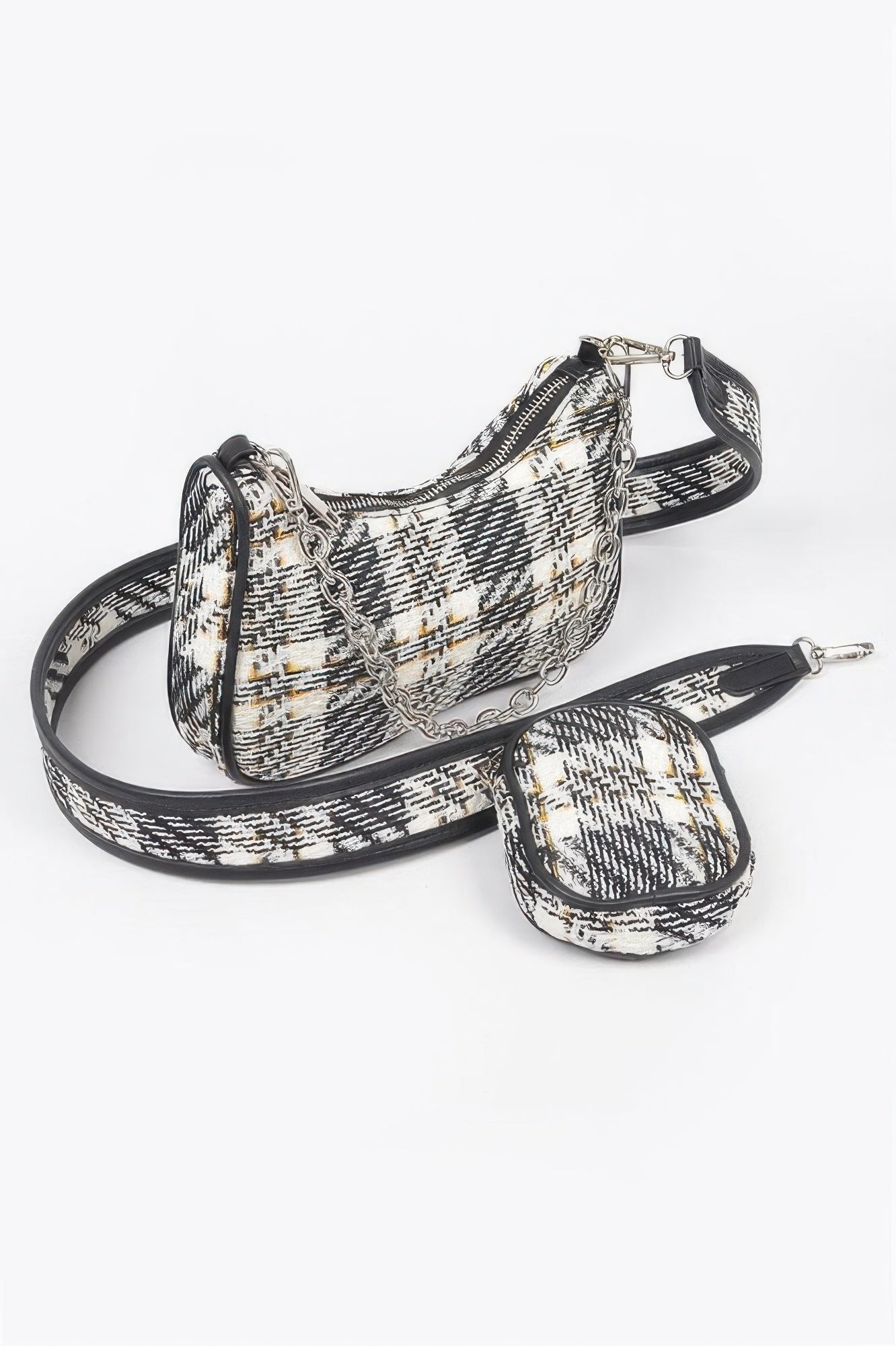 Plaid Shoulder Bag with Matching Mini Pouch Secondary image