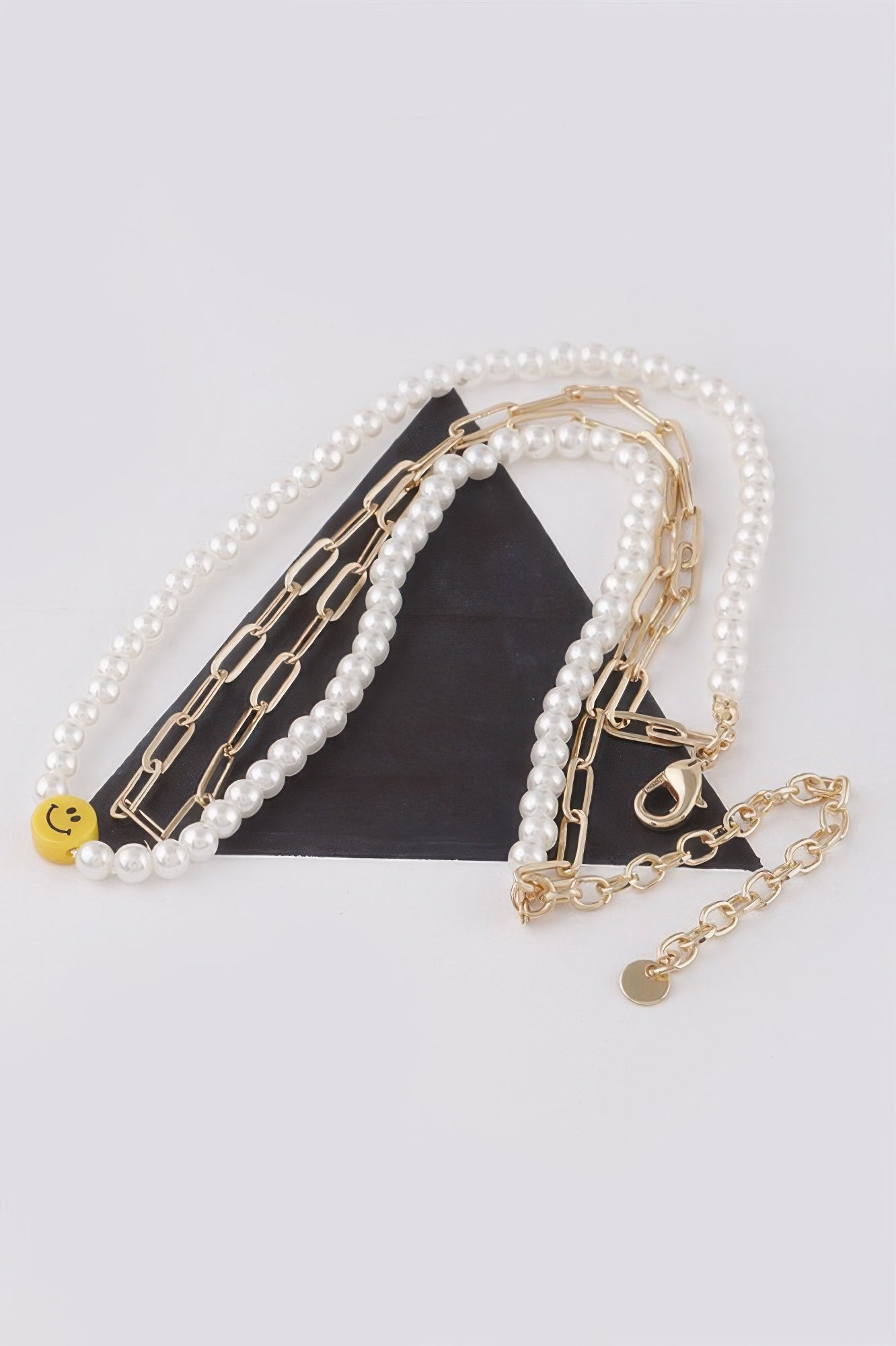 Pearl and Chain Smiley Face Choker Necklace Secondary image