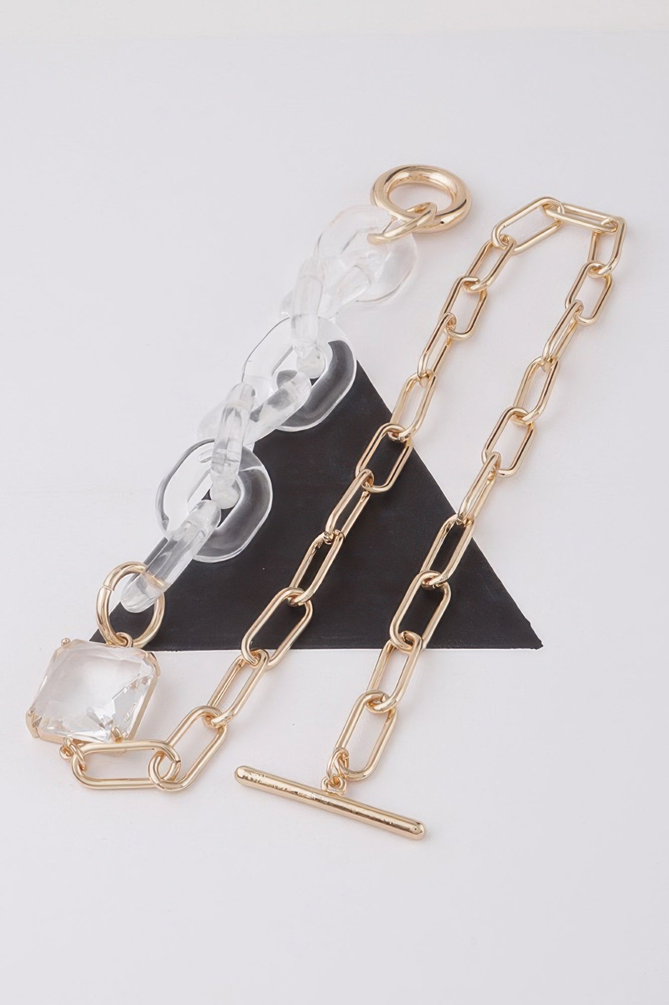 Gold Clear Double-Link Toggle Necklace Secondary image