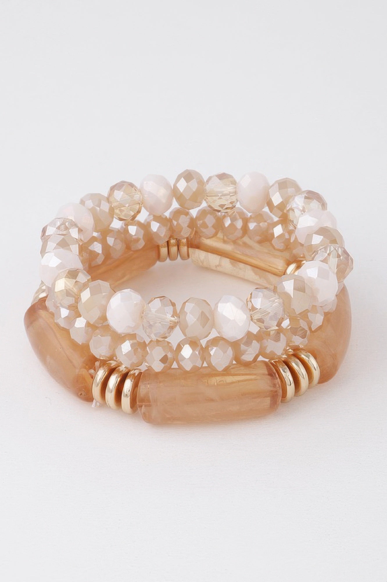 Gold and White Beaded Tube Bracelet Secondary image