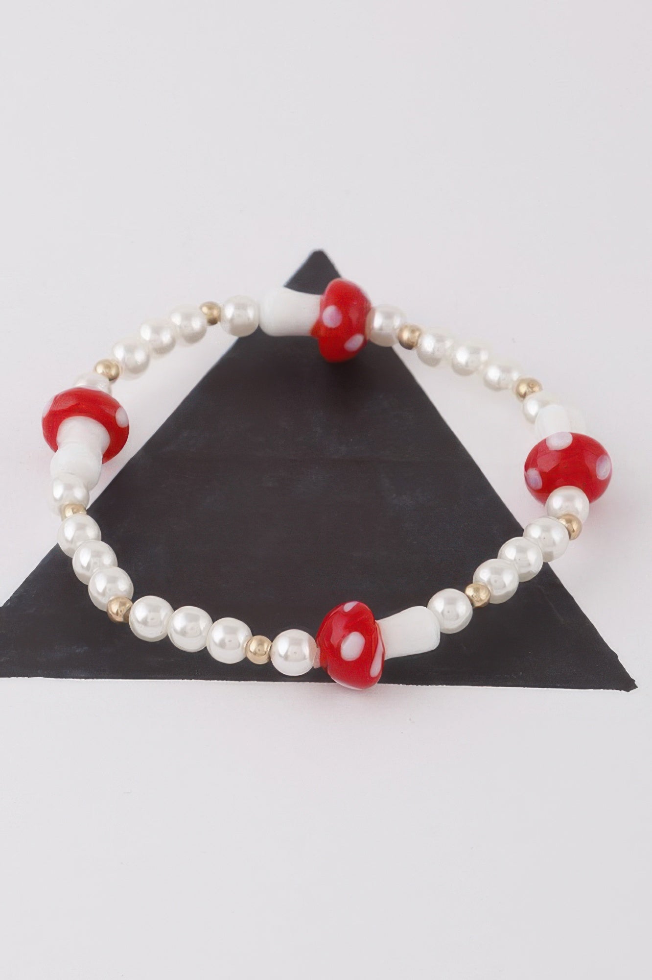 Red Mushroom and Beaded Charm Bracelet Secondary image