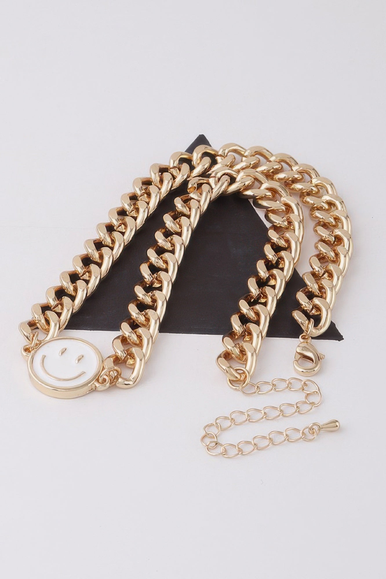Gold-Tone Smiley Pendant Curb Chain Necklace Secondary image