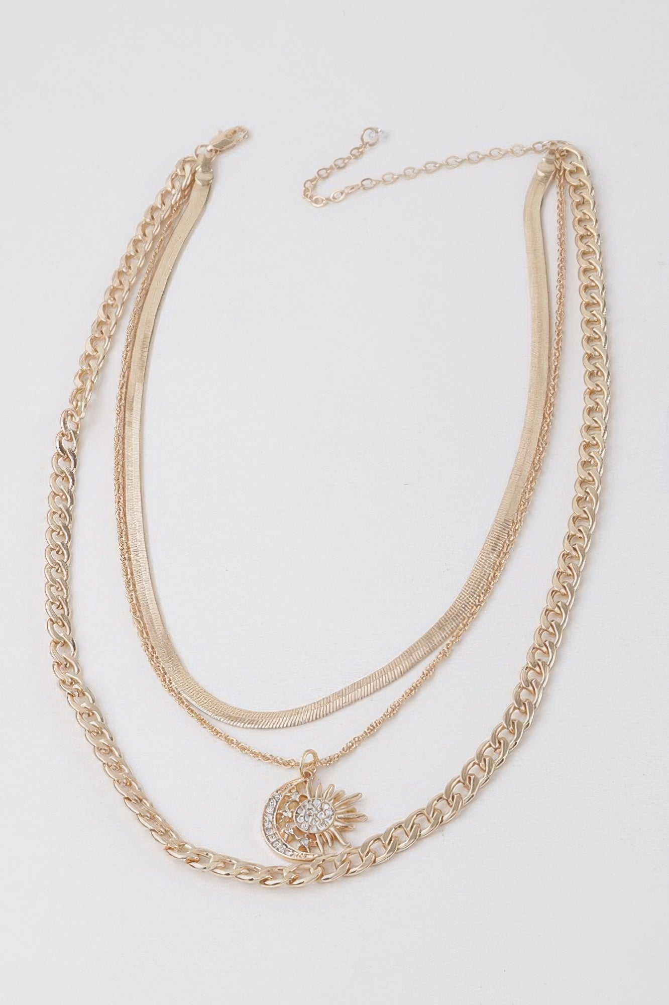 Celestial Sun and Moon Pendant Chain Necklace Secondary image