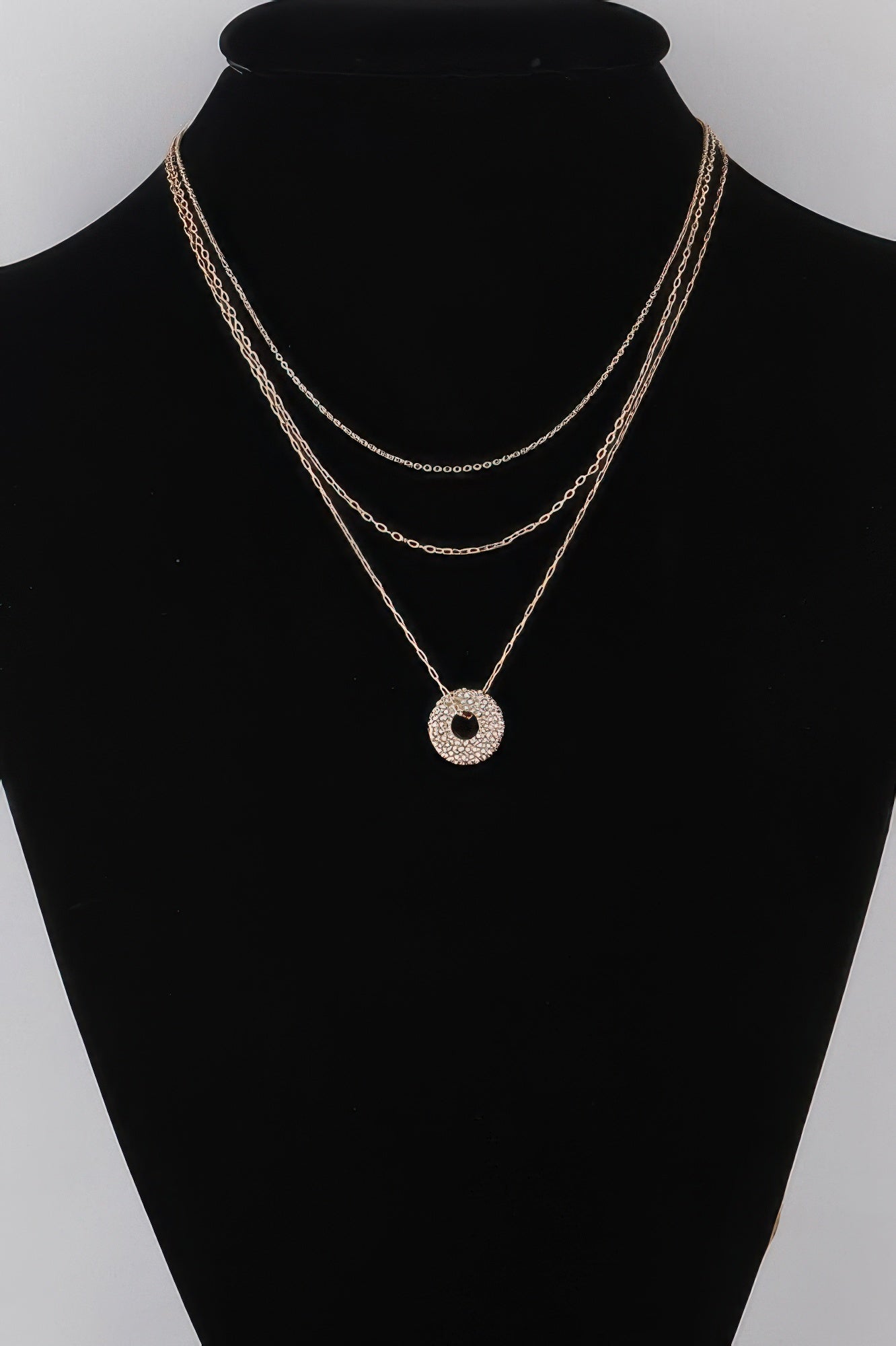 Jeweled Open Circle Layered Pendant Necklace Secondary image