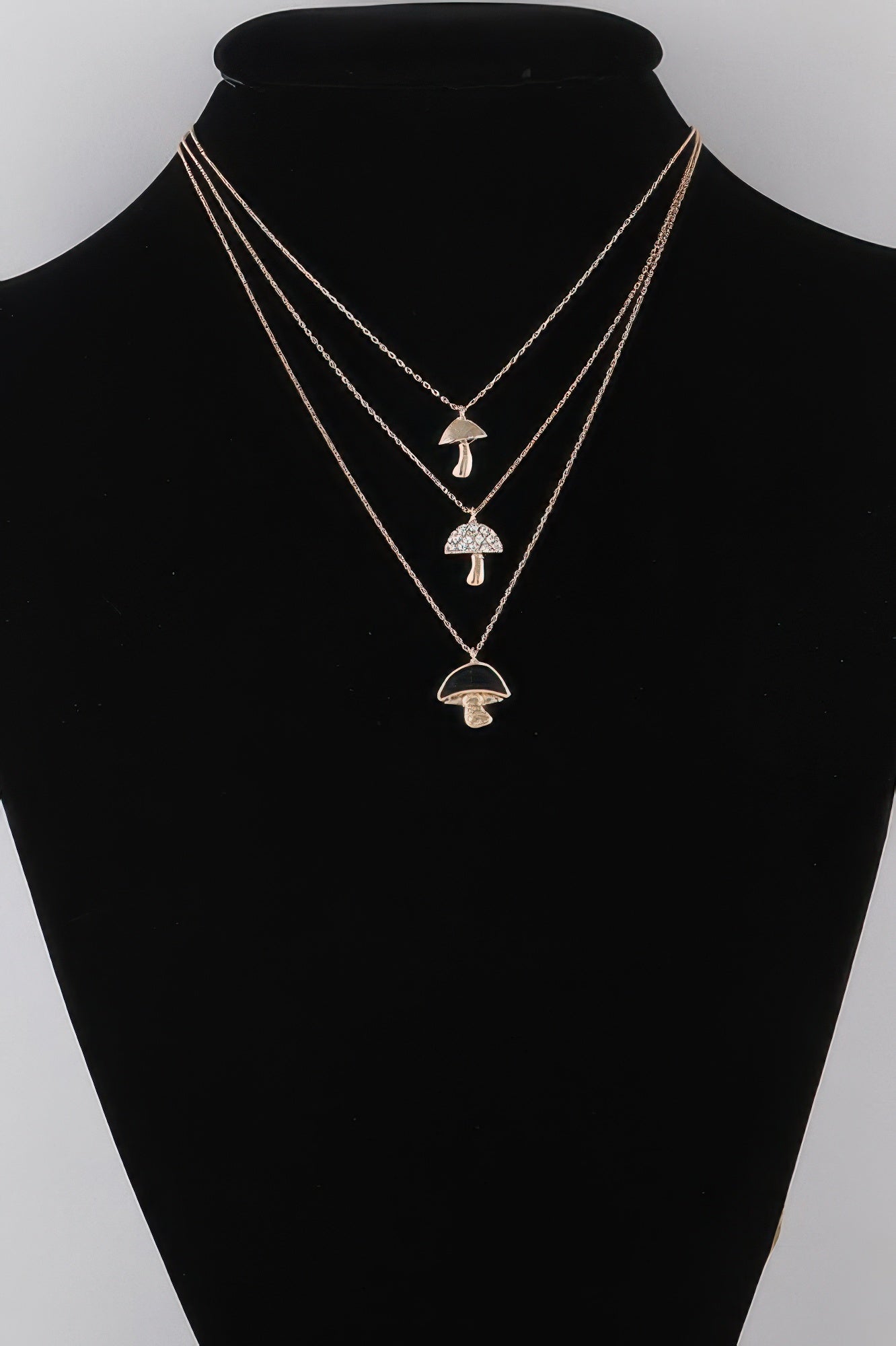 Mushroom Charm Necklace Trio in Gold Secondary image