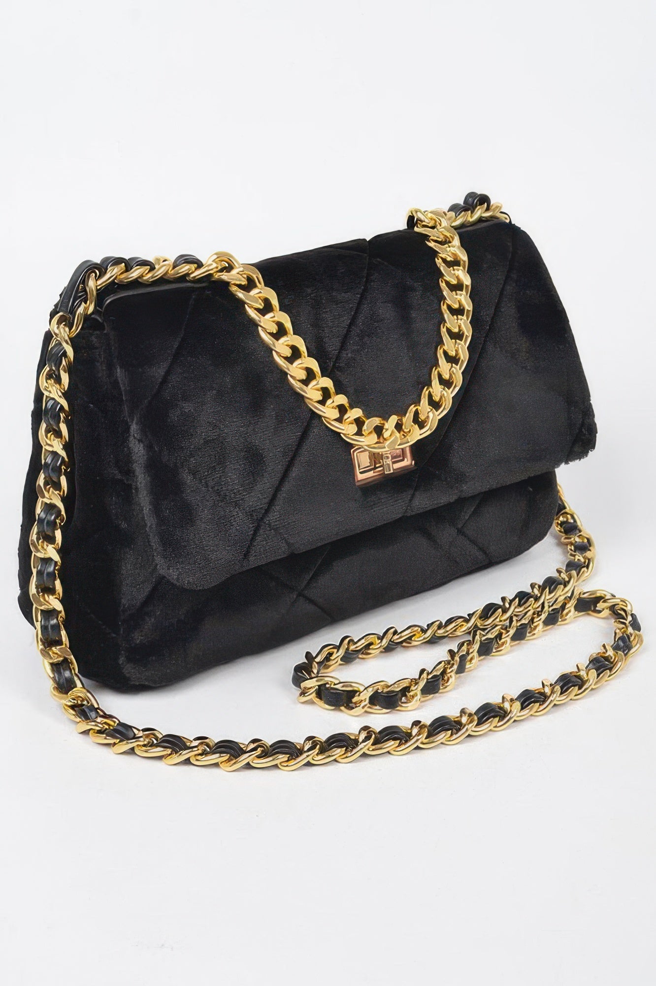 Quilted Velvet Chain Shoulder Clutch Secondary image