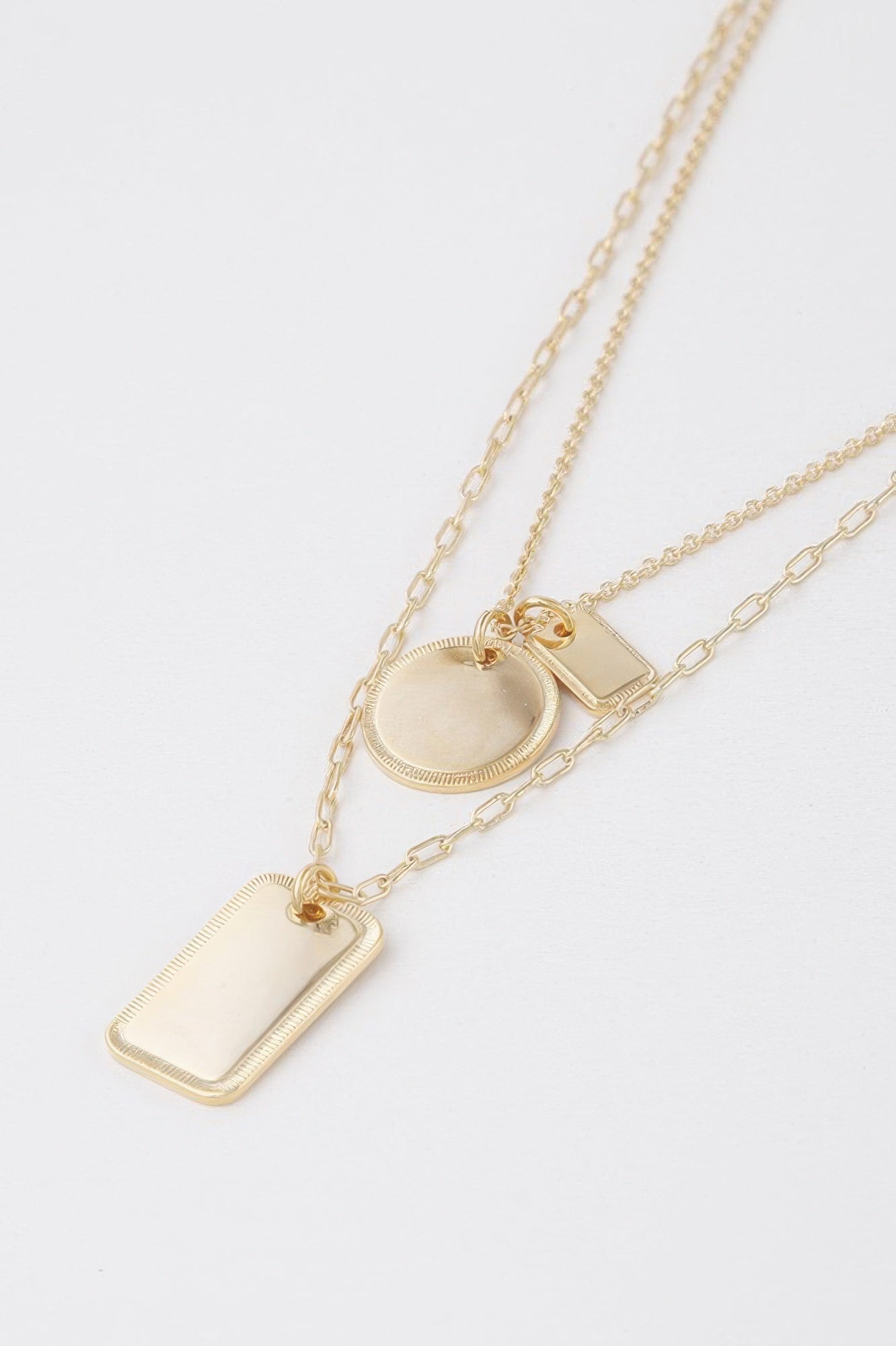 Gold Double-Strand Tag Pendant Necklace Secondary image
