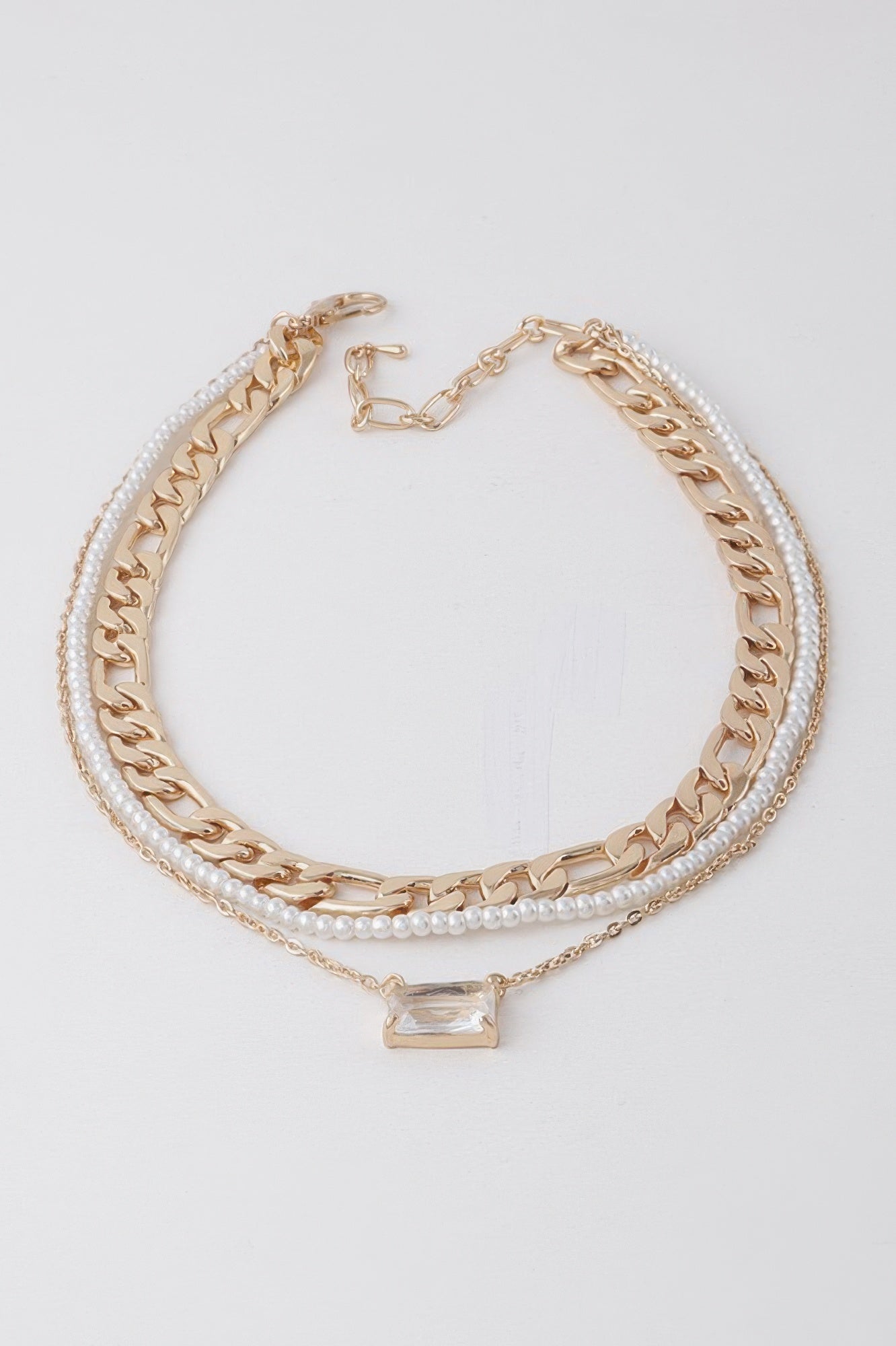 Layered Pearl and Crystal Accent Necklace Secondary image