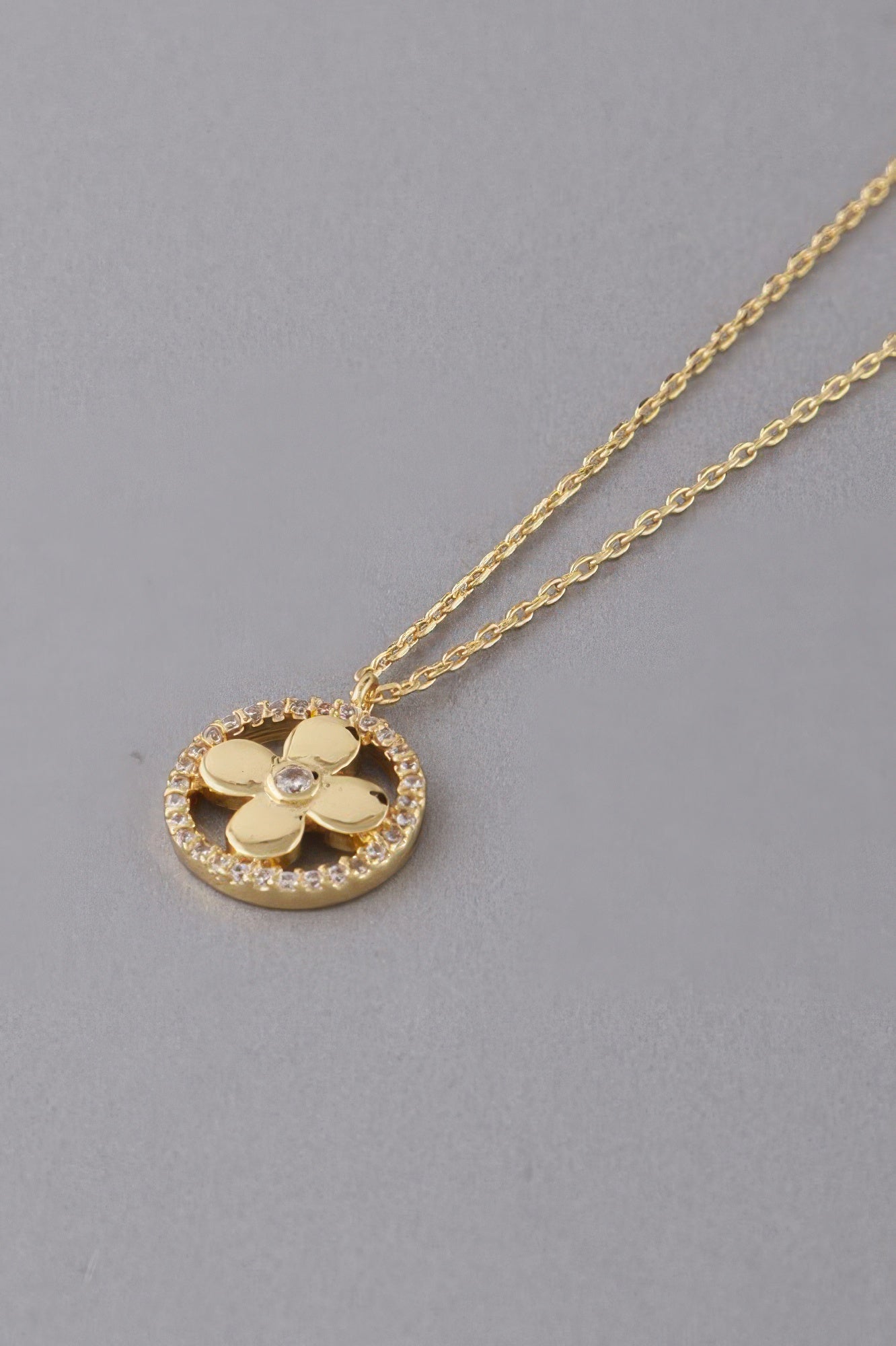 Clover Pendant Necklace with Jeweled Detailing Secondary image