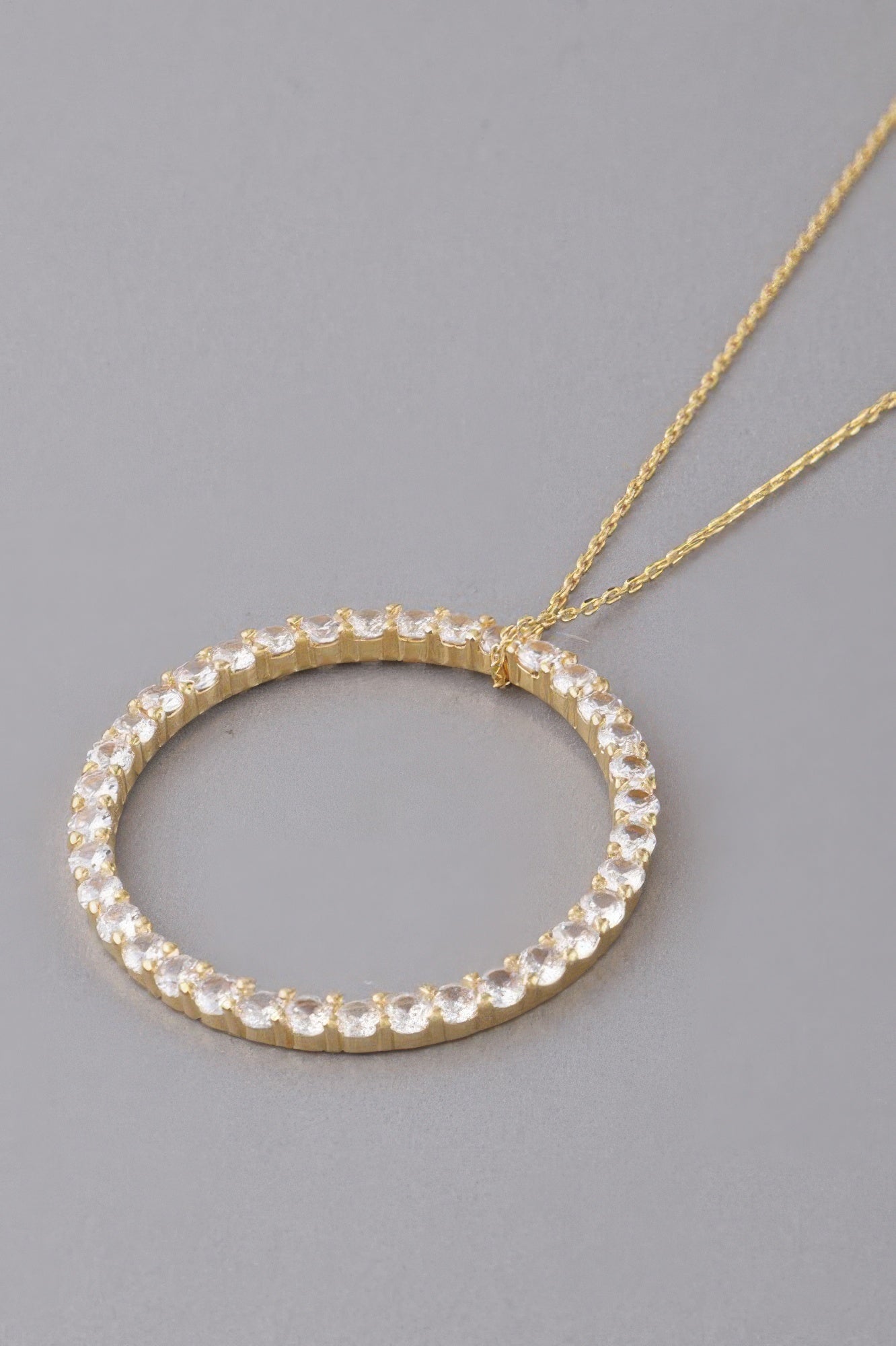 Gold-Tone Jeweled Circle Pendant Necklace Secondary image