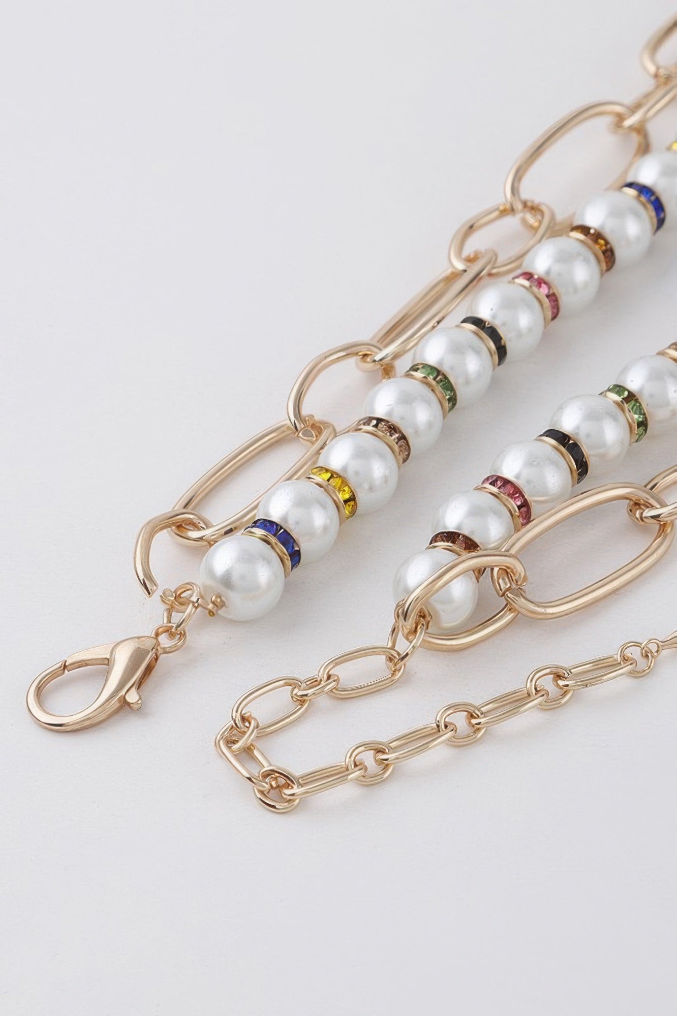 Gold-Tone Pearl and Oval Link Layered Necklace Secondary image