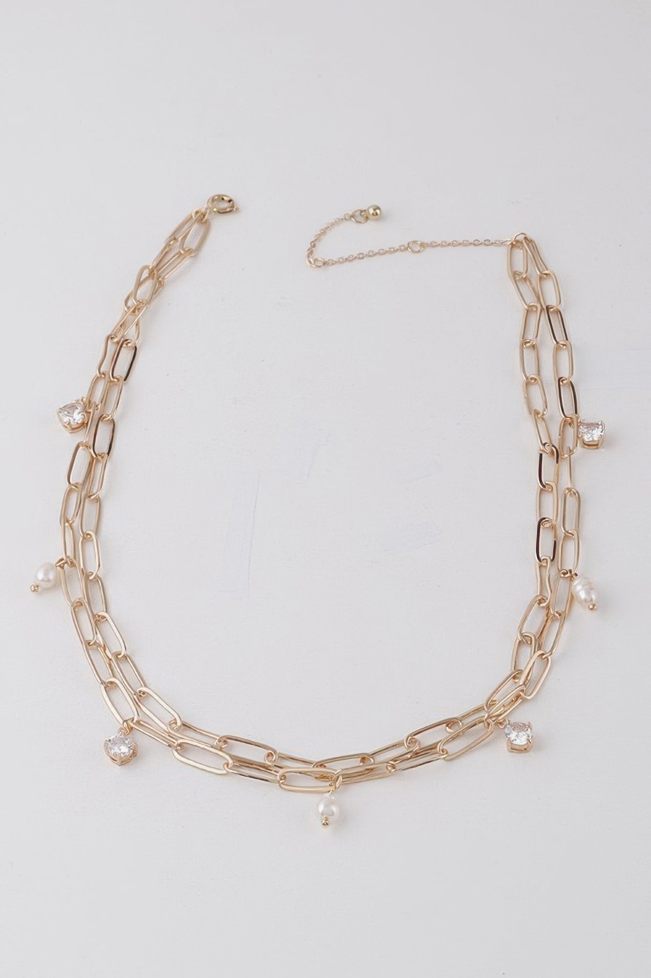 Rhinestone and Beaded Double-Chain Necklace Secondary image