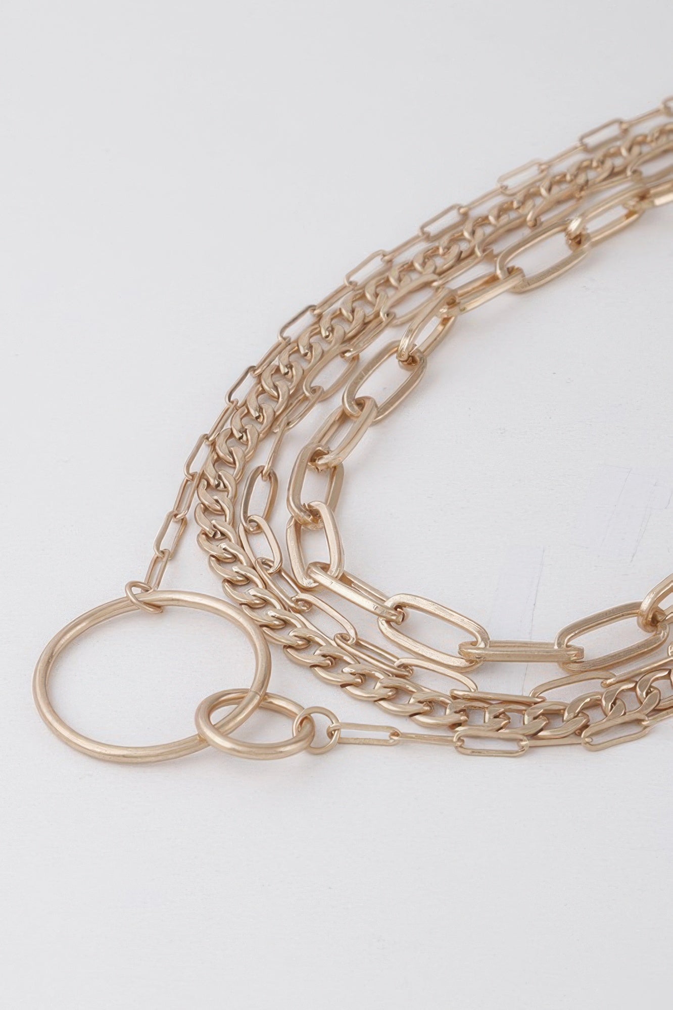 Gold Multi-Chain Circle Pendant Necklace Secondary image