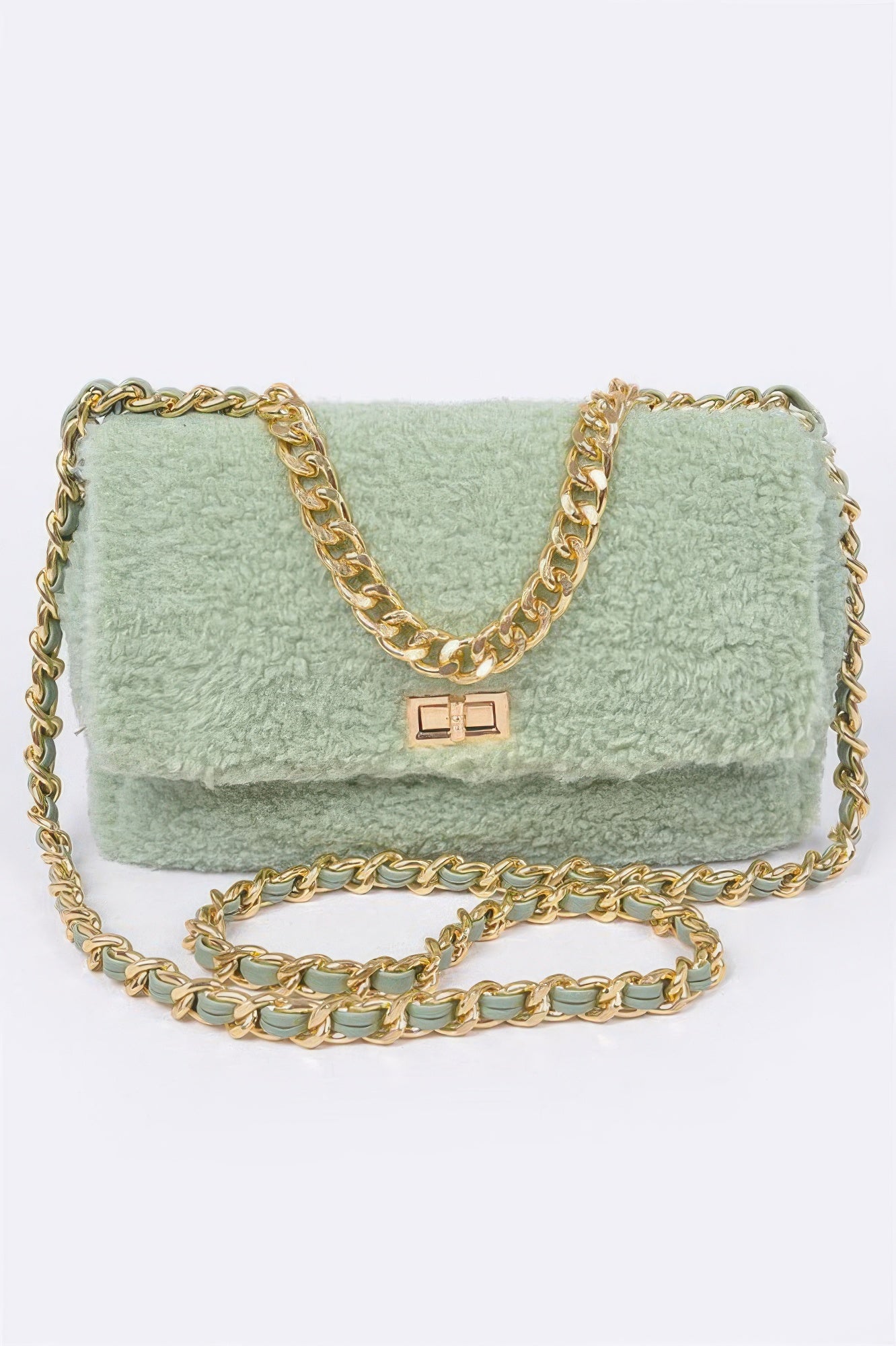 Textured Faux Fur Chain Shoulder Bag Secondary image
