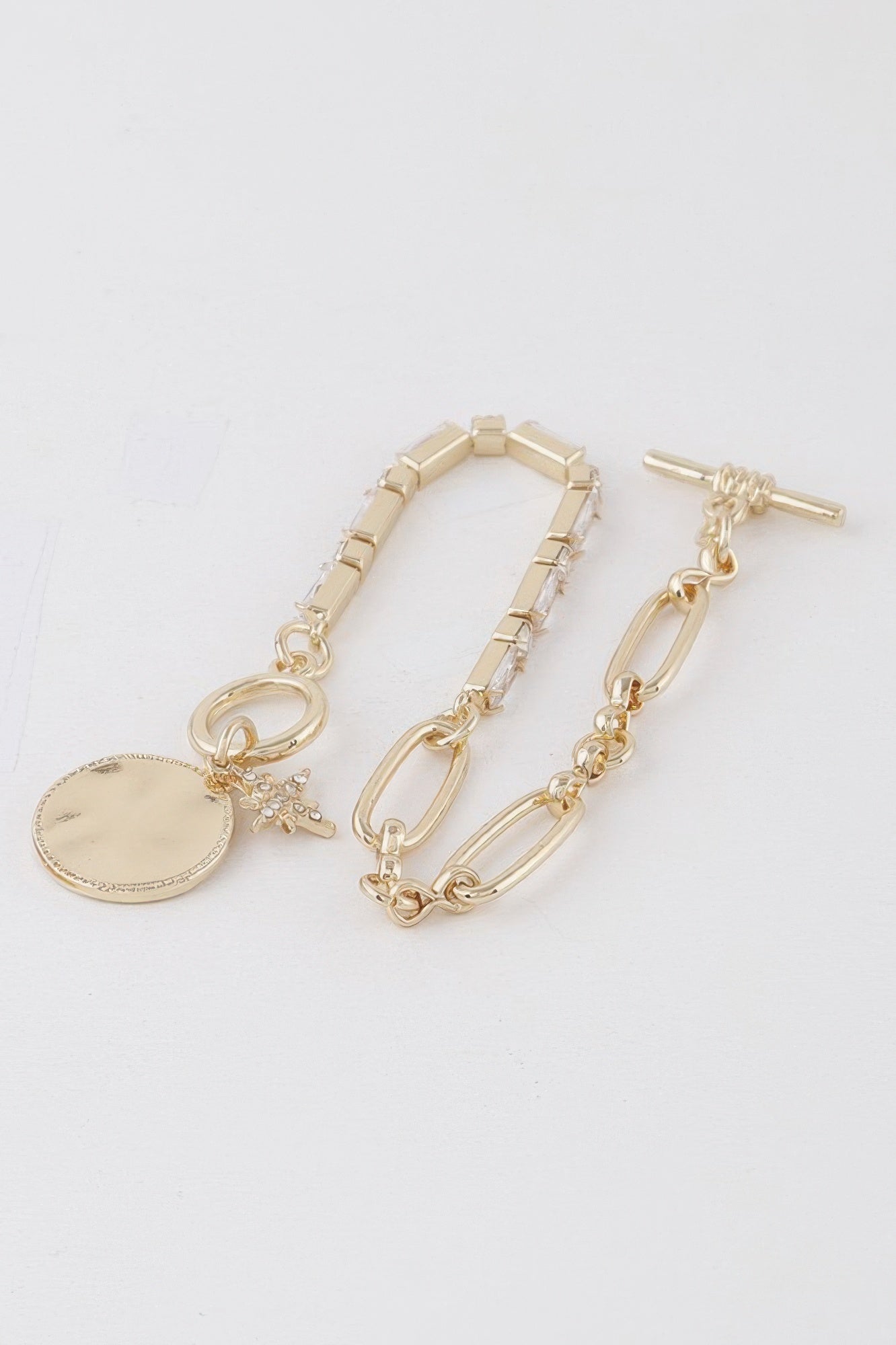 Gold and Clear Star Charm Toggle Bracelet Secondary image