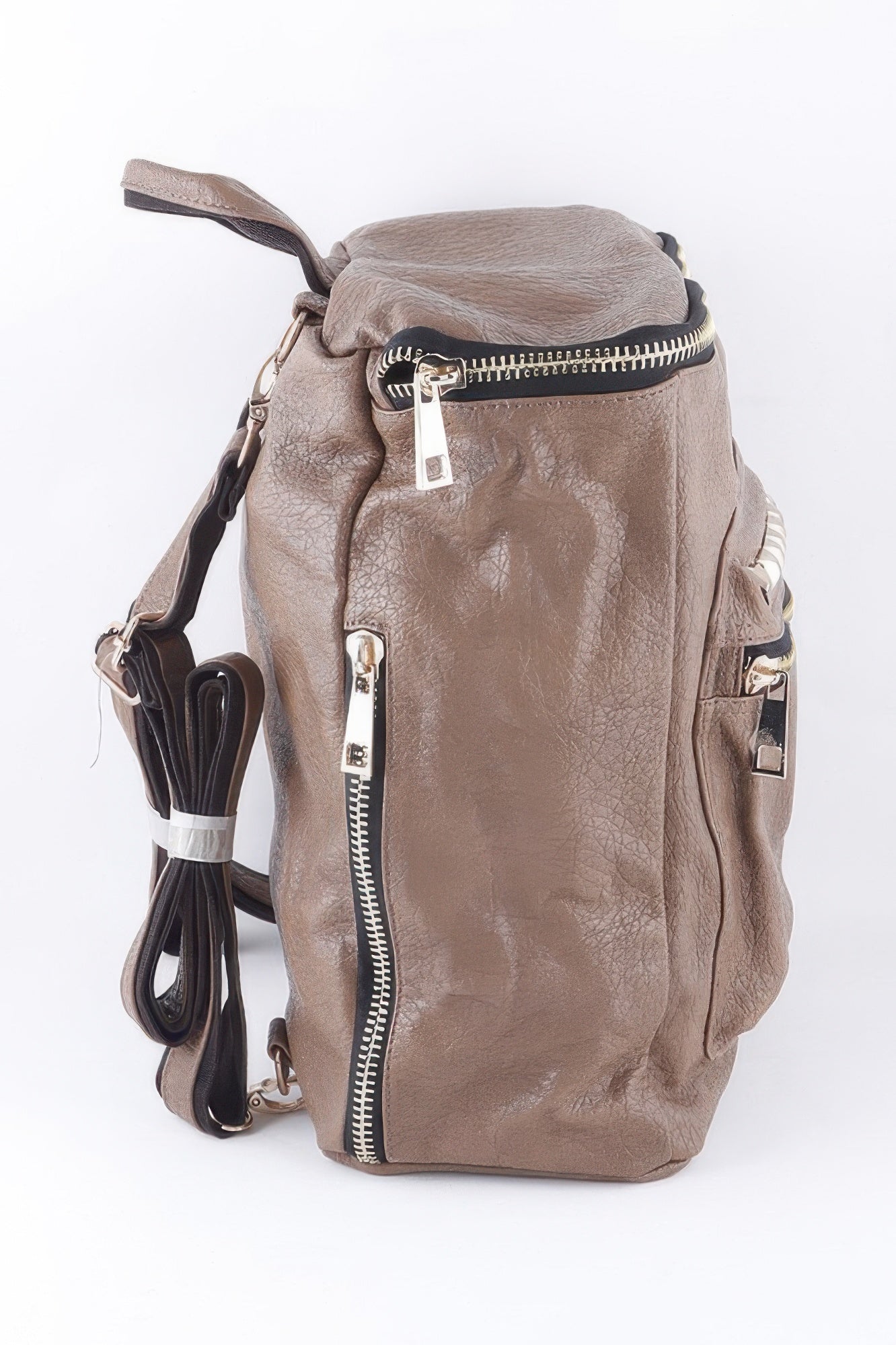 Taupe Studded Faux Leather Backpack Secondary image