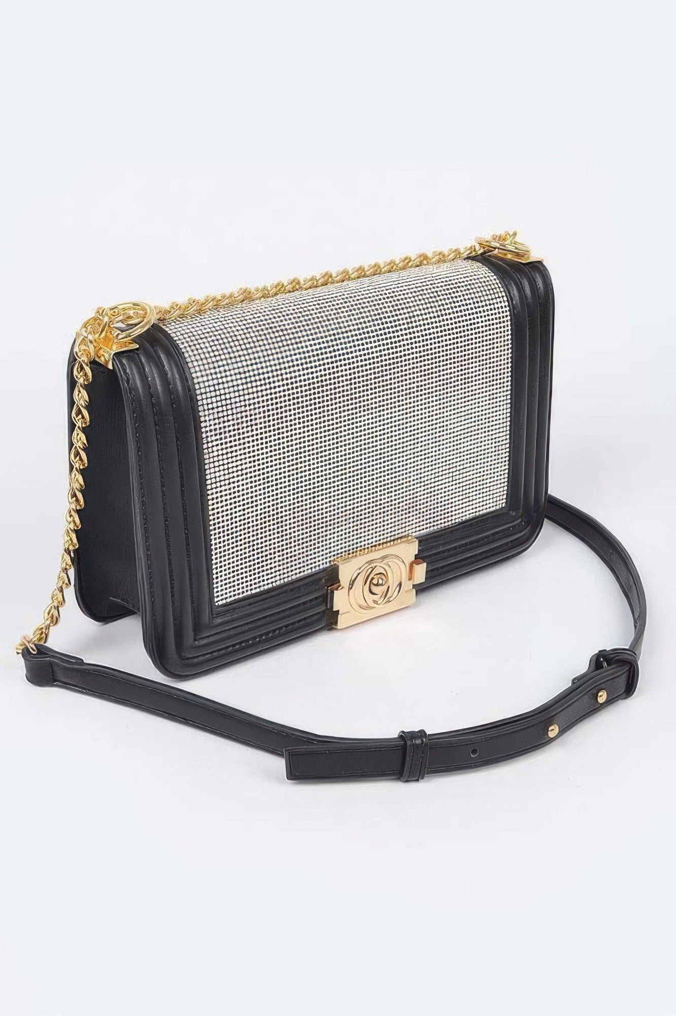 Rhinestone Panel Chain Crossbody Bag Secondary image
