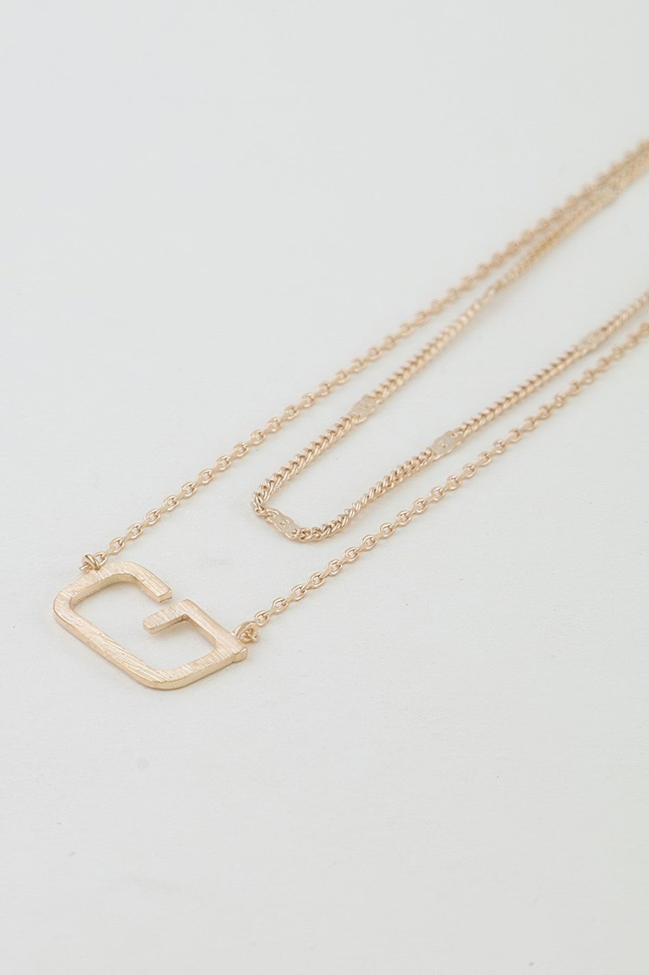 Gold G Pendant Layered Chain Necklace Secondary image