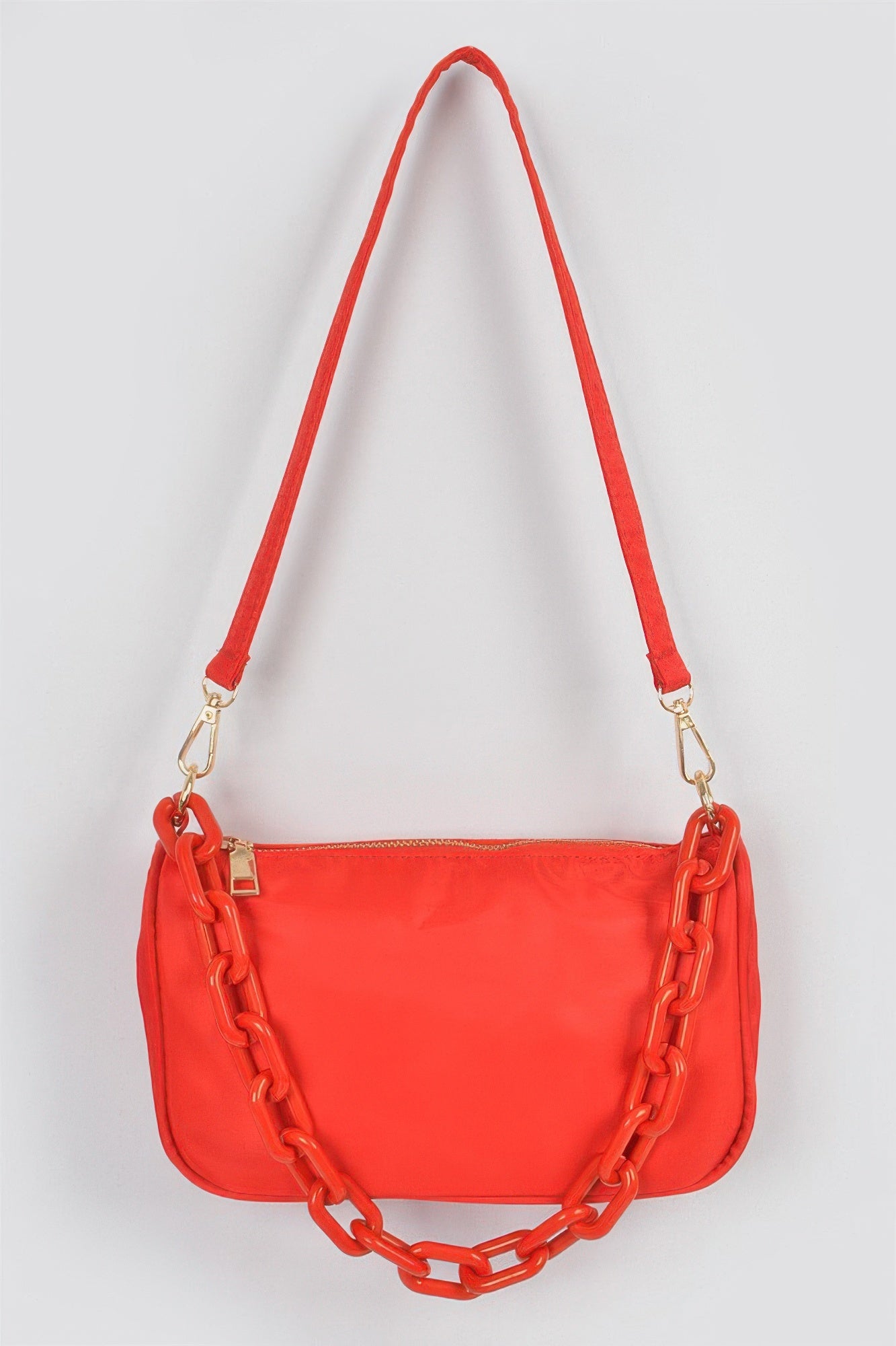Nylon Shoulder Bag with Acrylic Chain Accent Secondary image