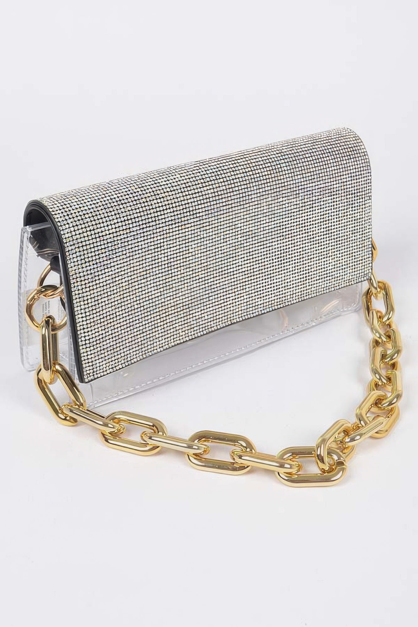 Rhinestone Crystal Clear Crossbody Bag with Link Chain Secondary image