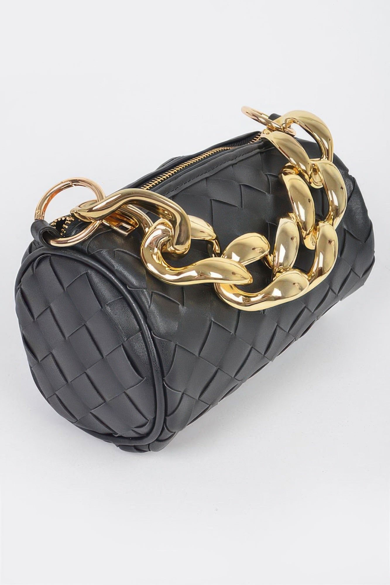 Braided Crossbody Bag with Oversized Chain Accent Secondary image