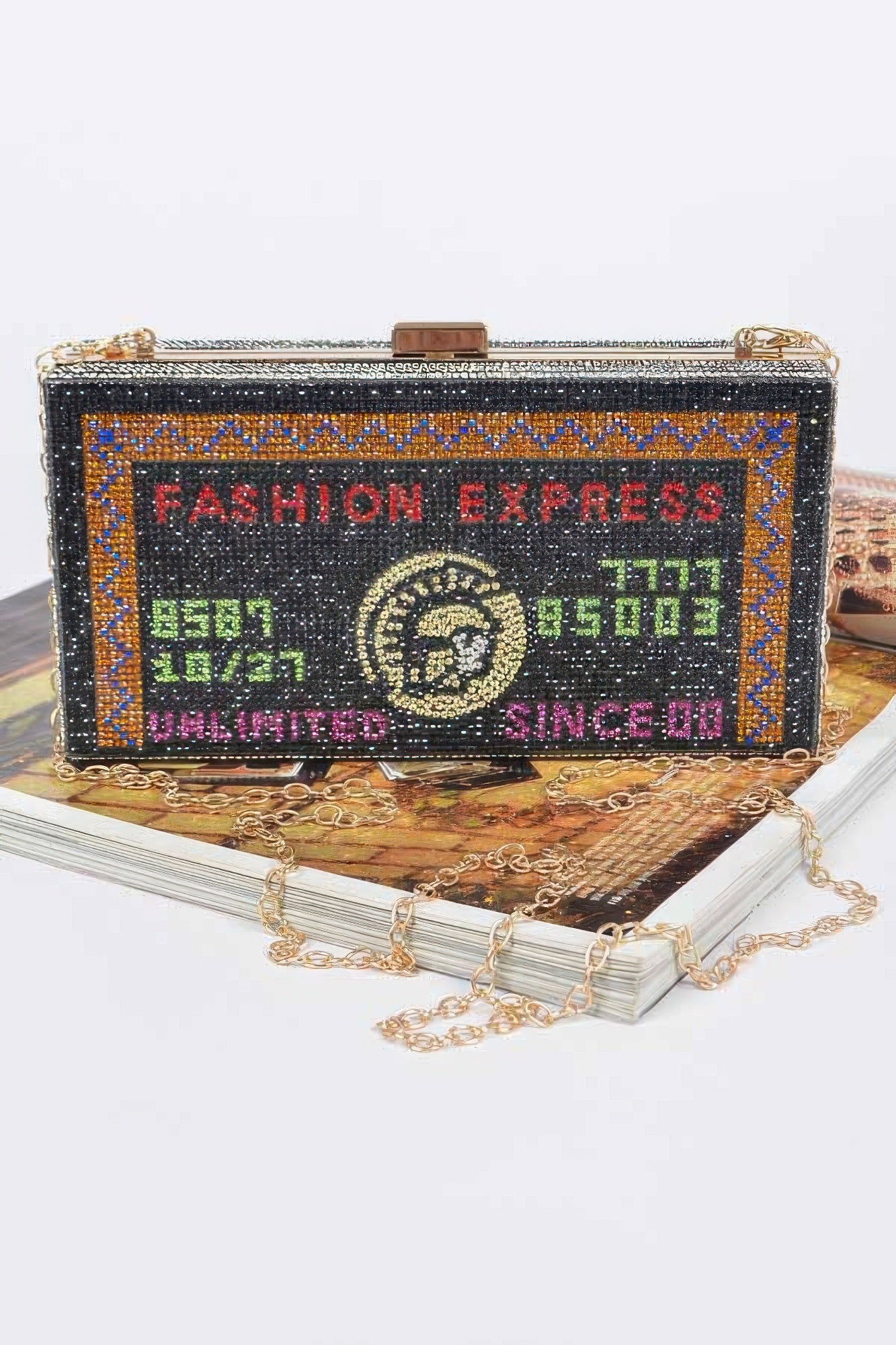 Rhinestone Credit Card Clutch with Chain Strap Secondary image