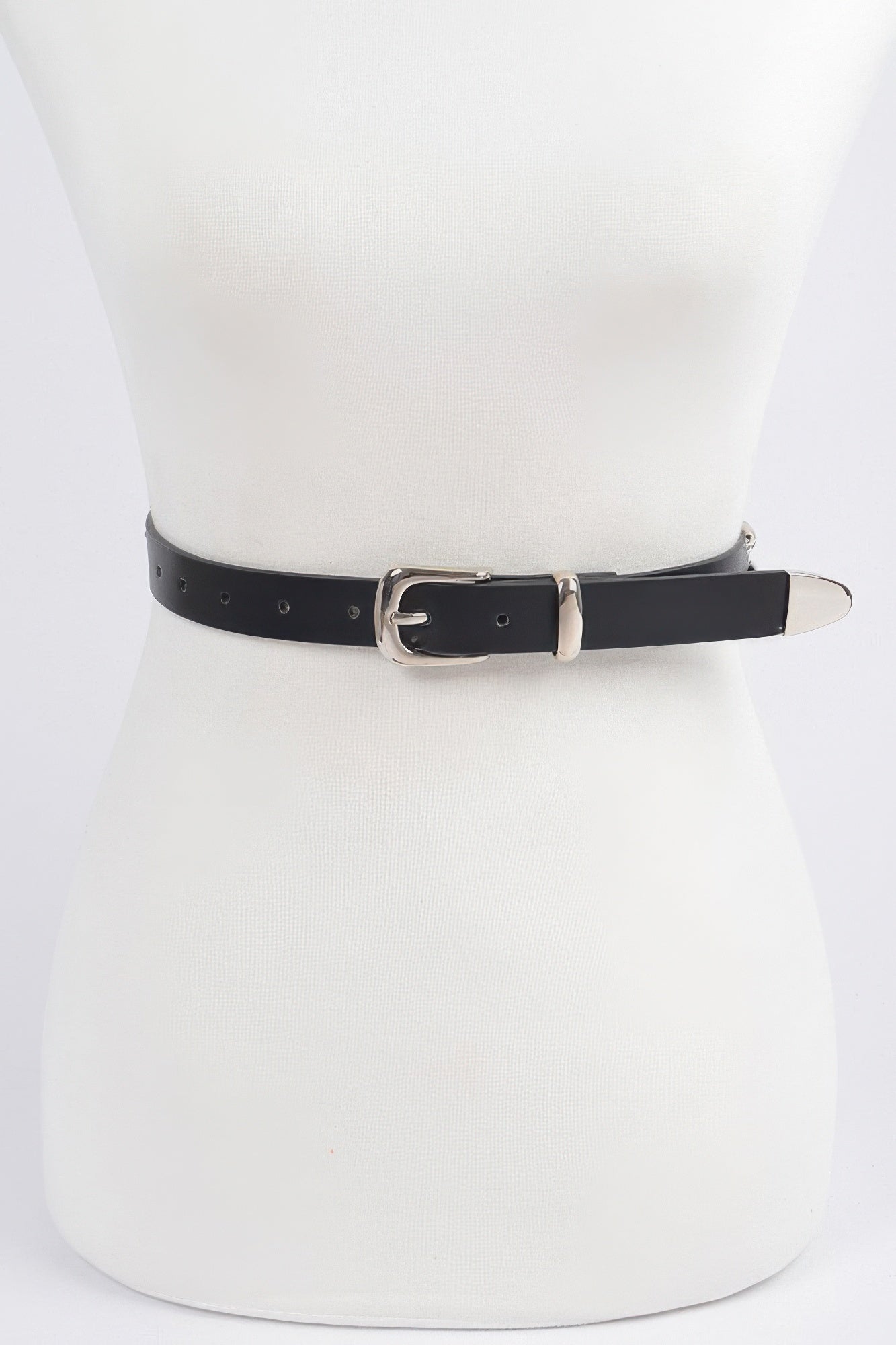Black Faux Leather Belt with Metal Buckle Secondary image