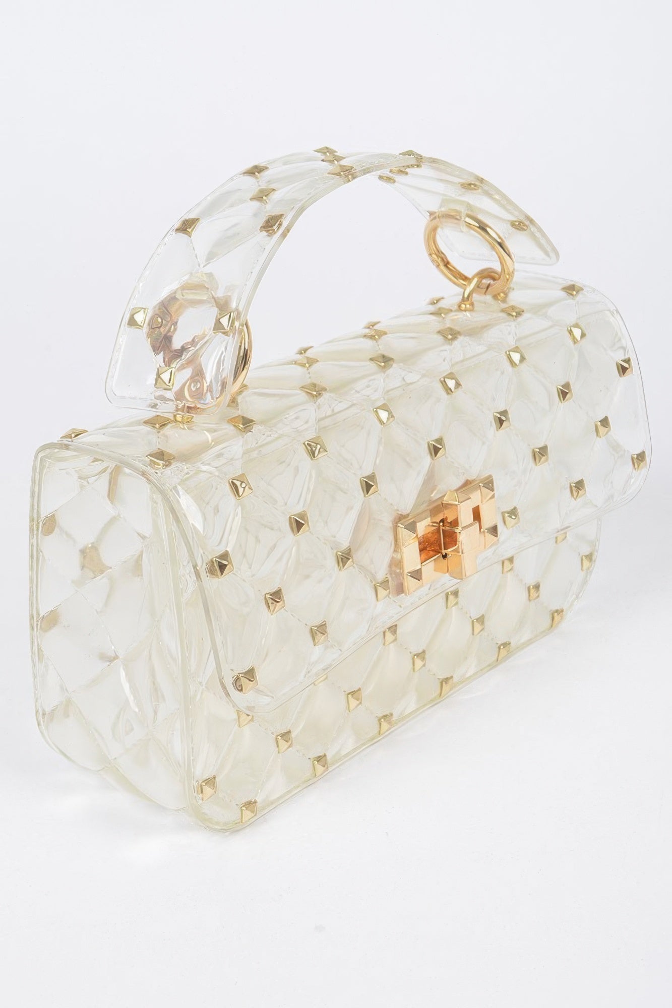 Ivory Studded Chain Shoulder Clutch Secondary image