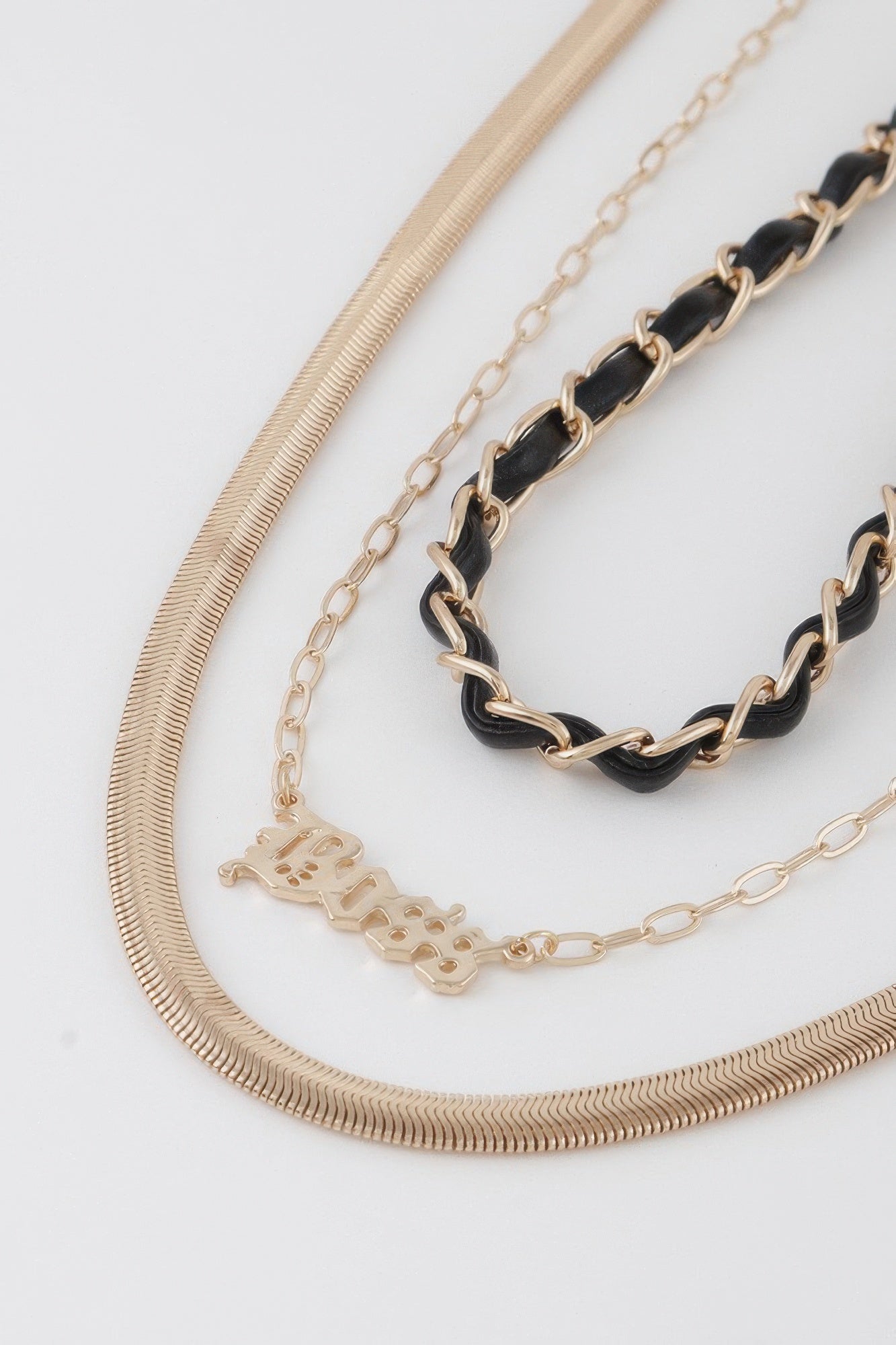 Gold-Black Layered Statement Necklace Secondary image
