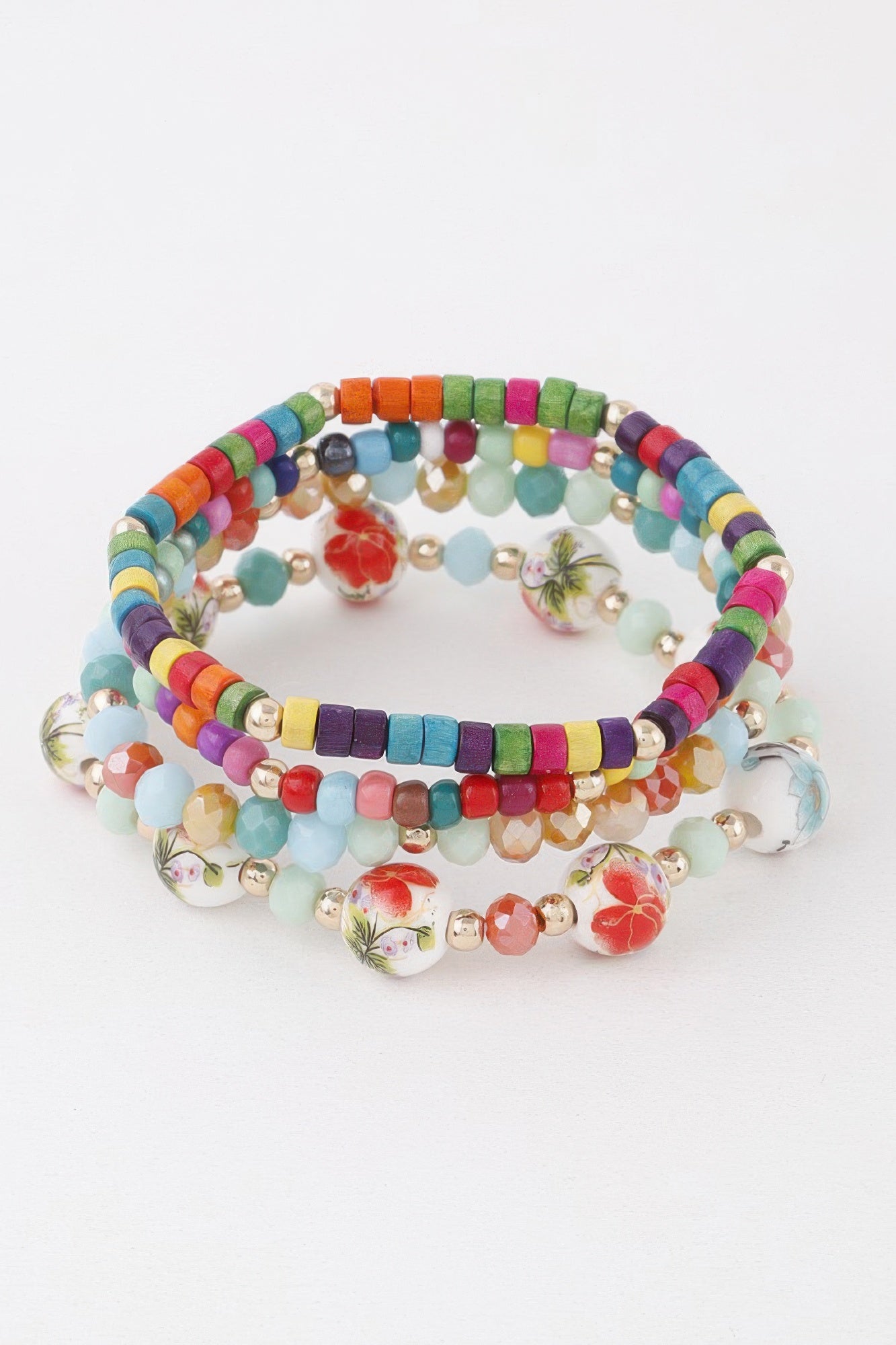 Multicolor Floral Beaded Bracelet Secondary image
