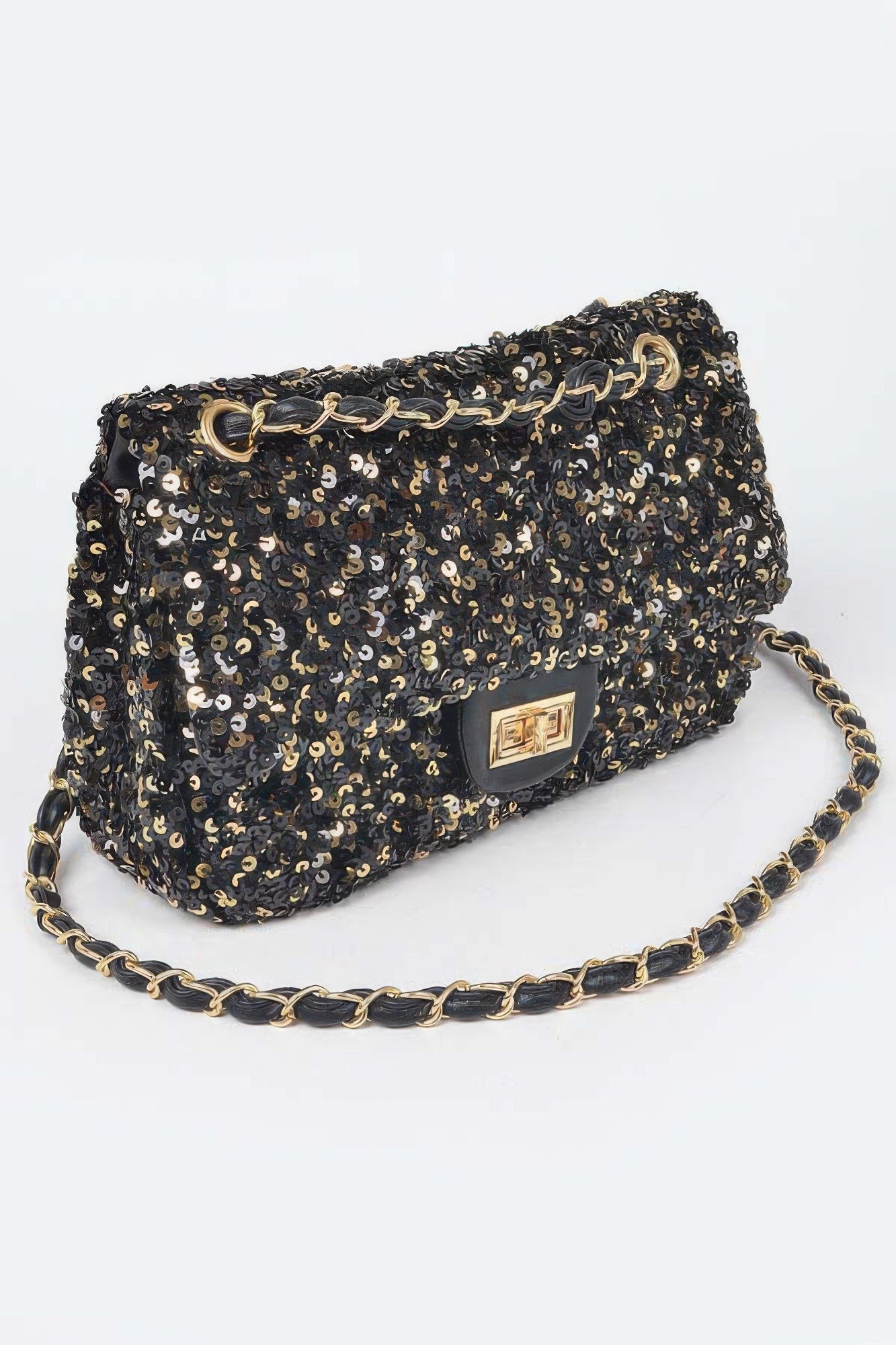 Sequin Chain Strap Flap Shoulder Bag Secondary image