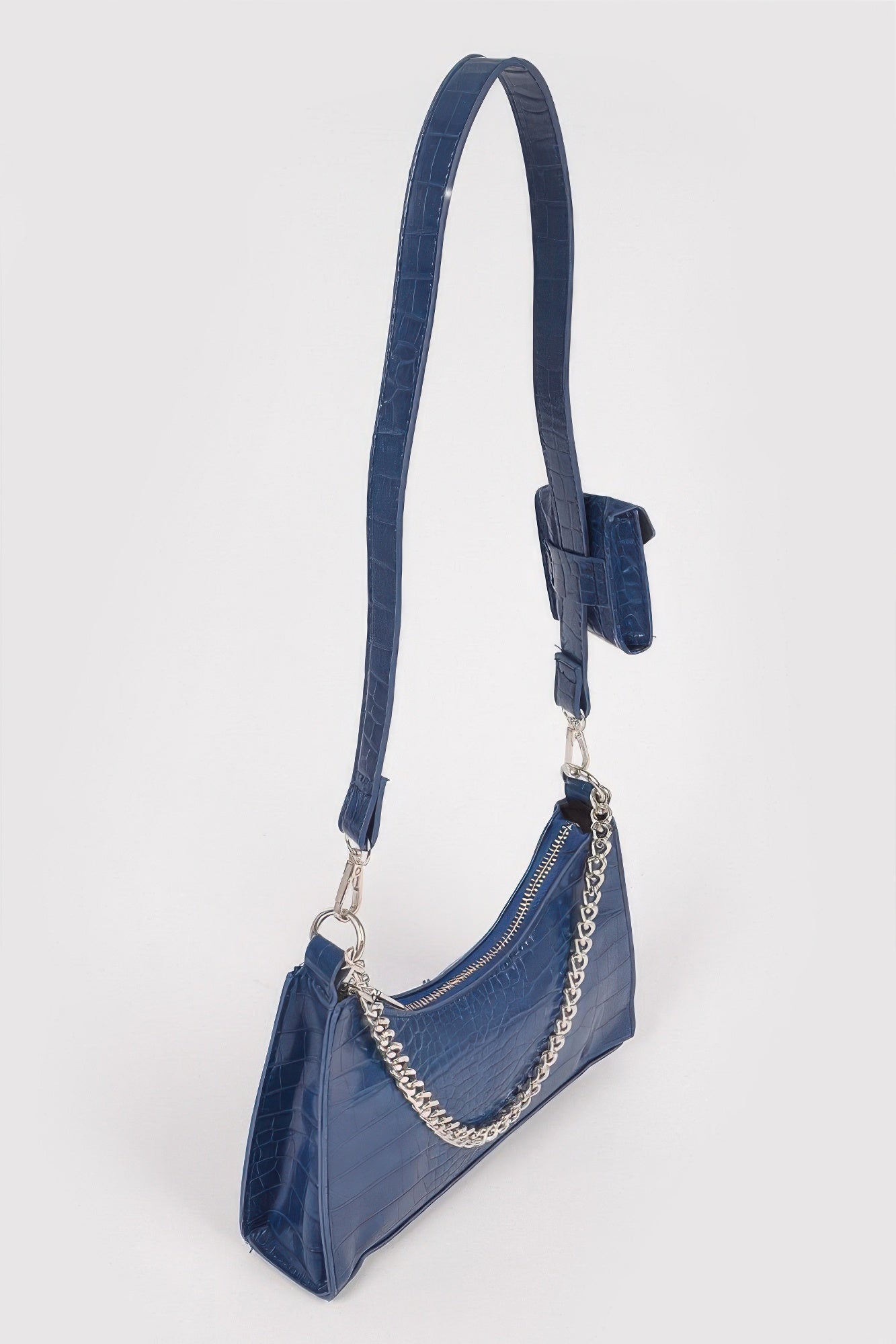 Navy Faux Croc Crossbody Bag with Matching Mini Purse Secondary image