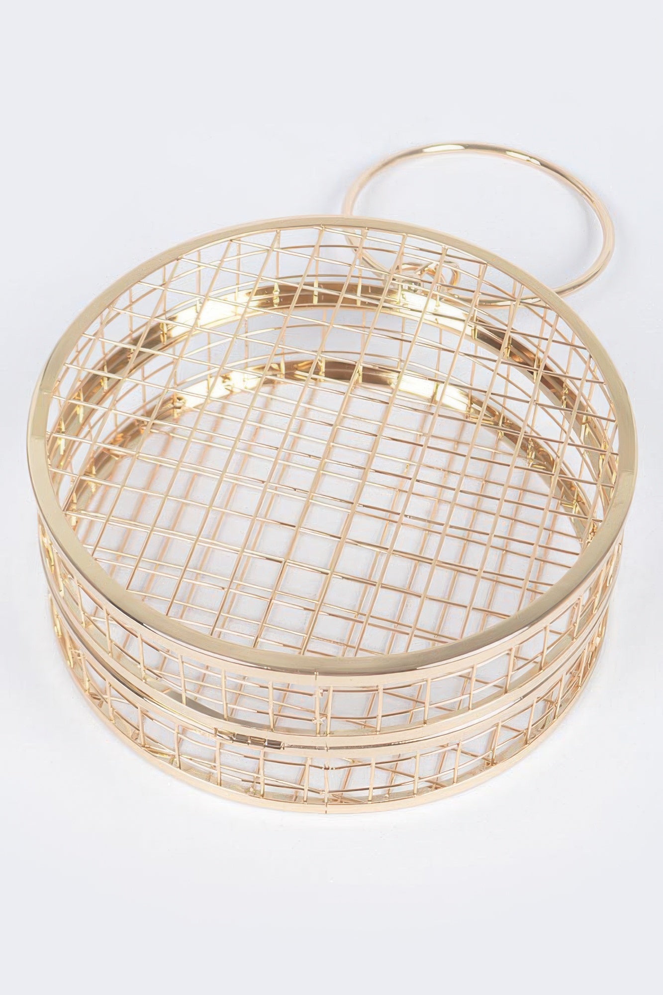 Round Metal Grid Clutch with Circular Handle Secondary image