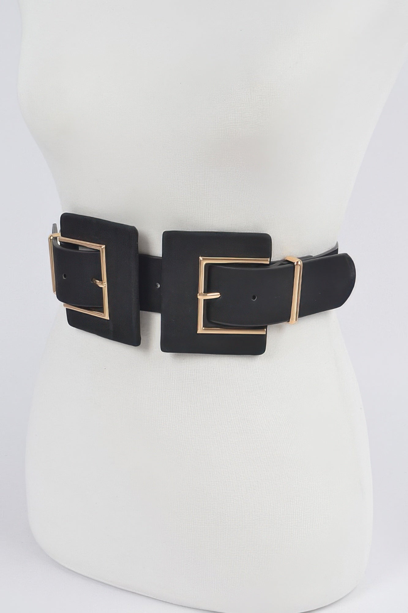 Wide Faux Suede Double Buckle Belt Secondary image