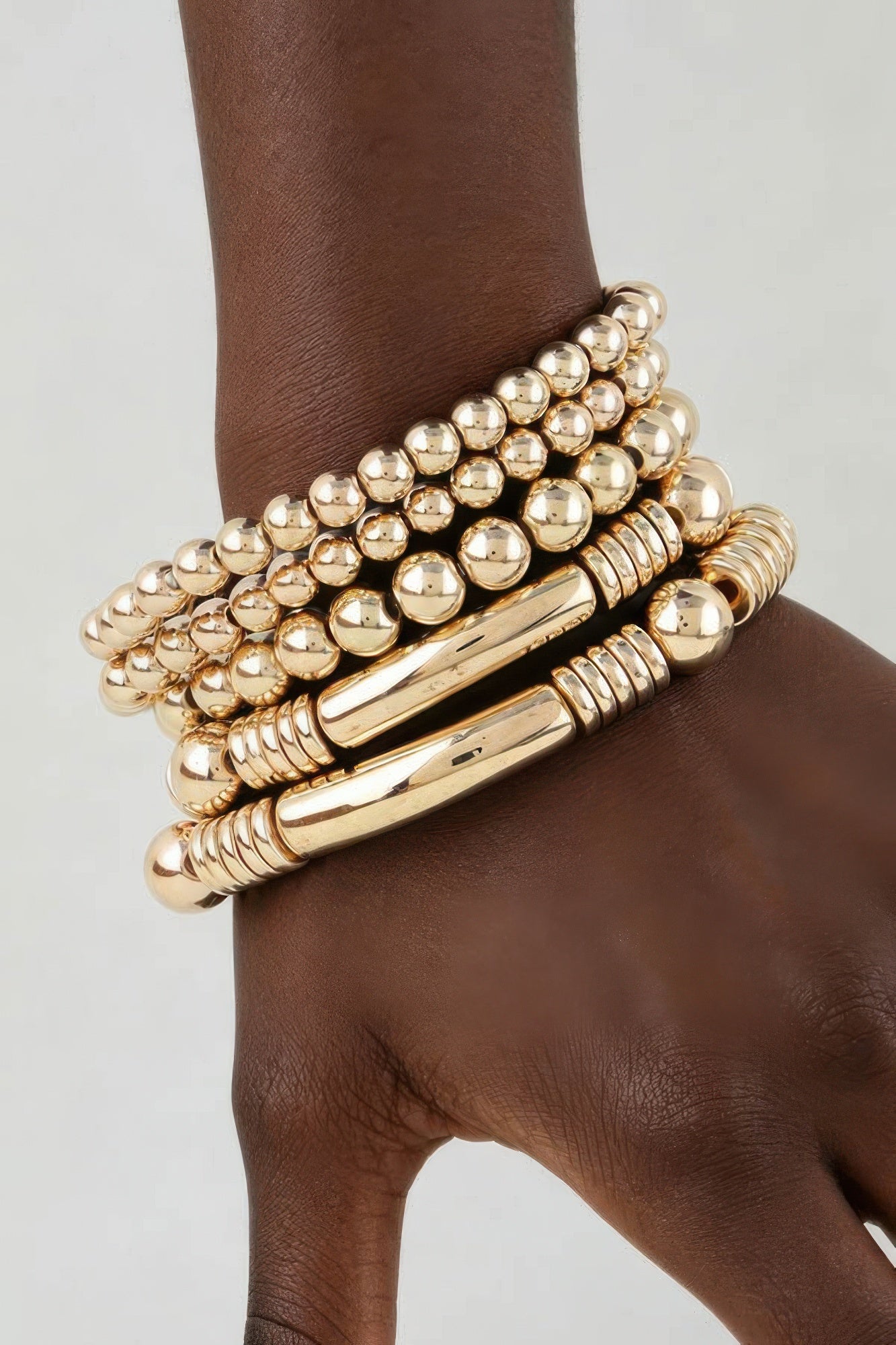 Gold Beaded Multi-Strand Tube Bracelet Secondary image